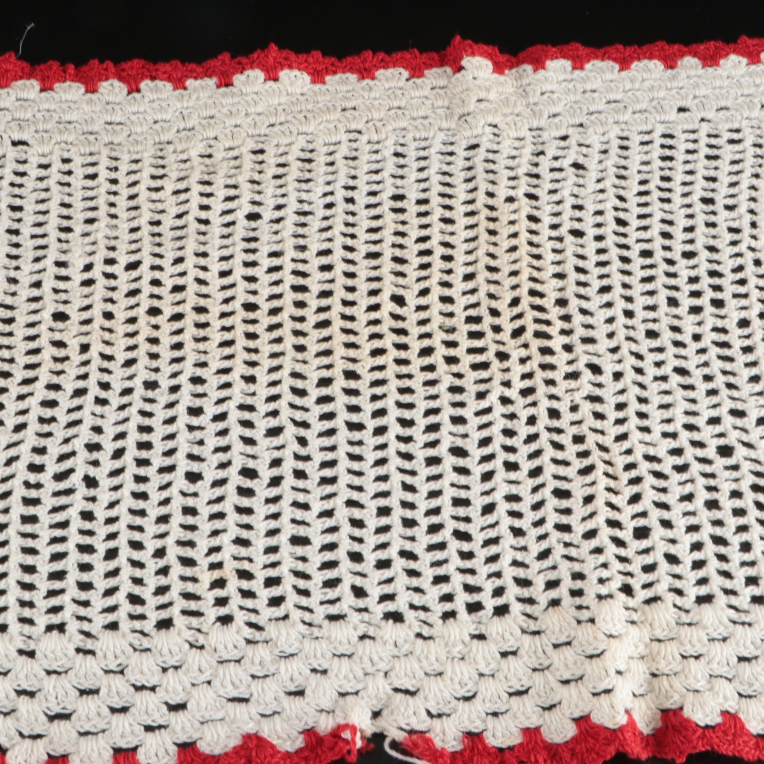 Knitted Cotton Placemats, Dollies, and Runner with Cardboard Storage Boxes