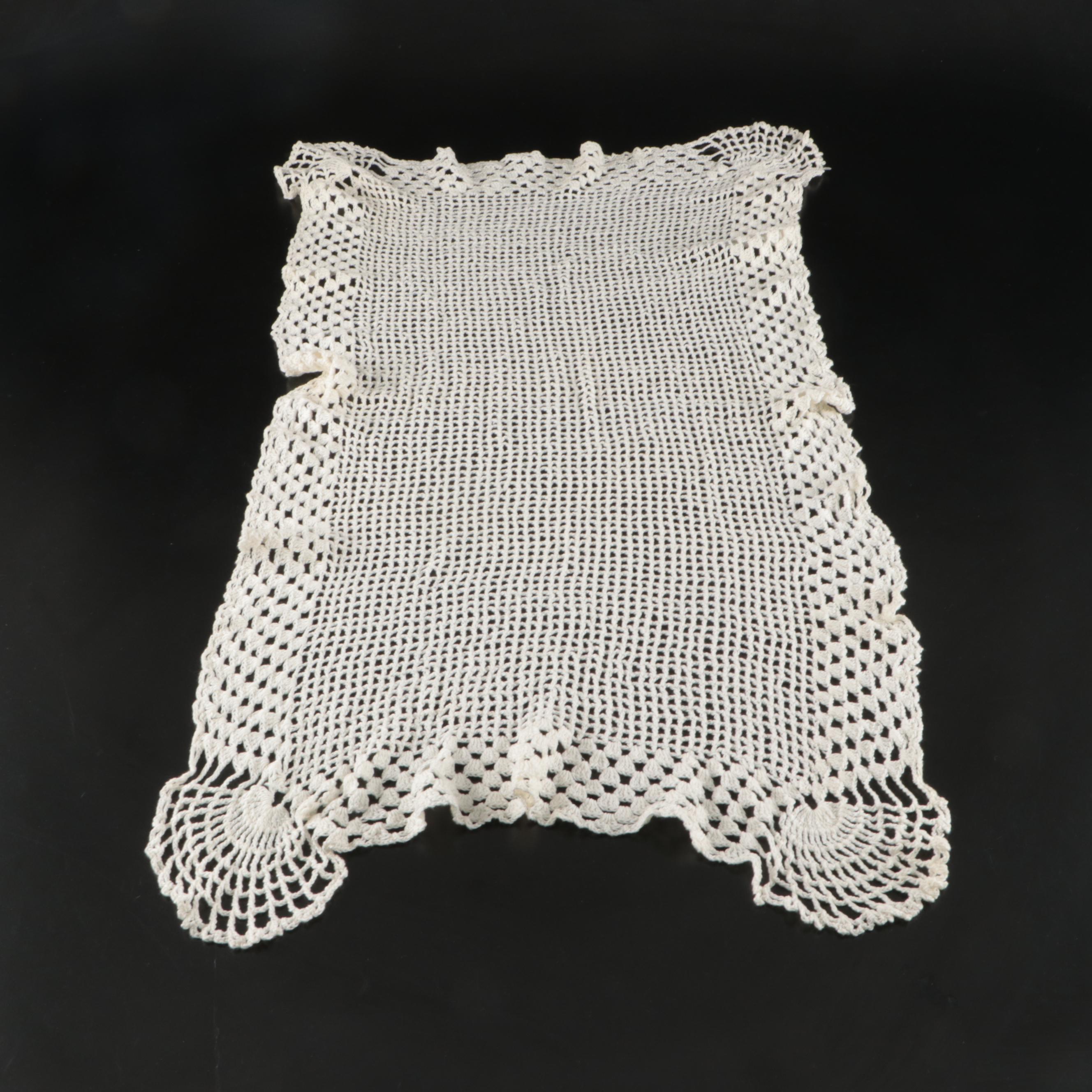 Knitted Cotton Placemats, Dollies, and Runner with Cardboard Storage Boxes