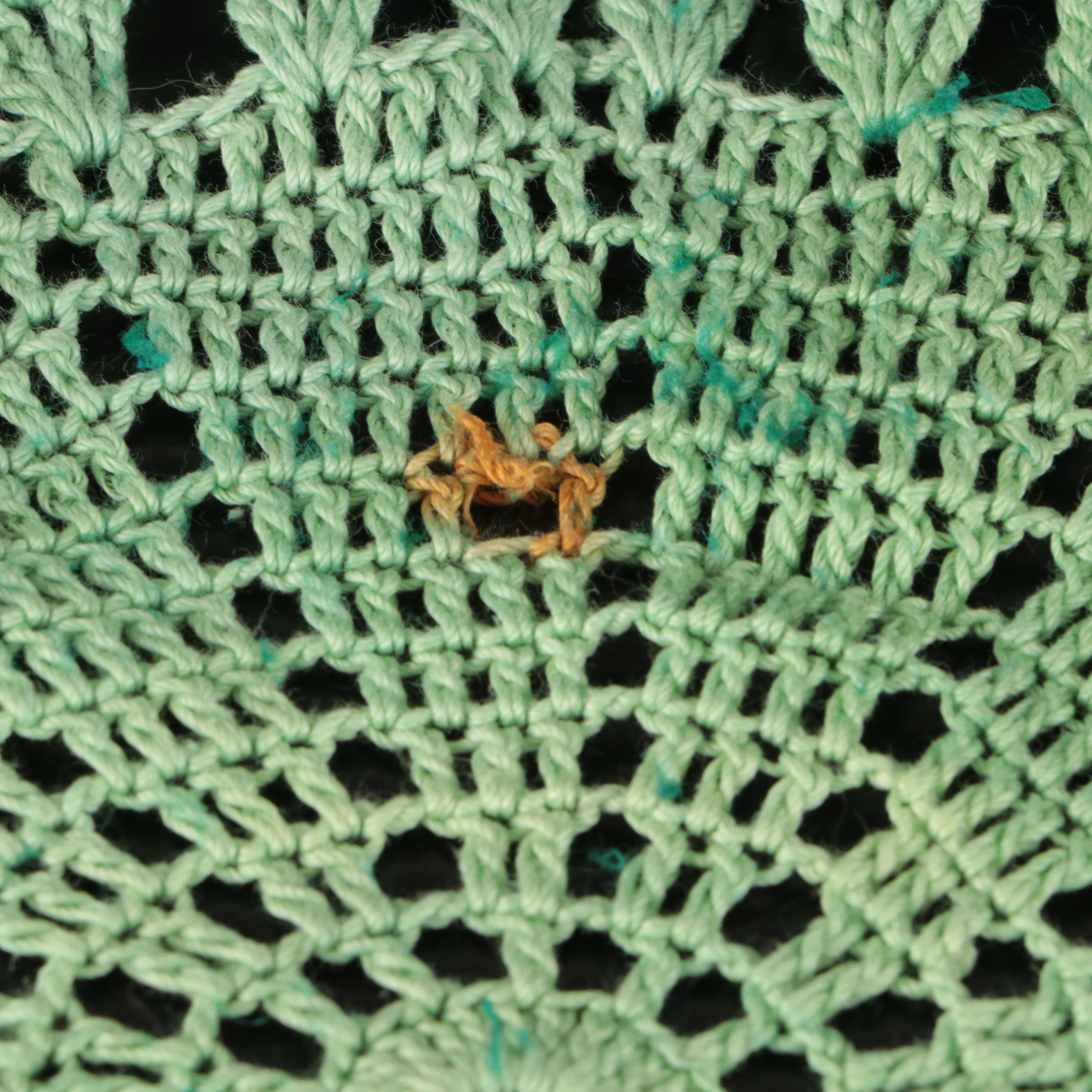 Knitted Cotton Placemats, Dollies, and Runner with Cardboard Storage Boxes