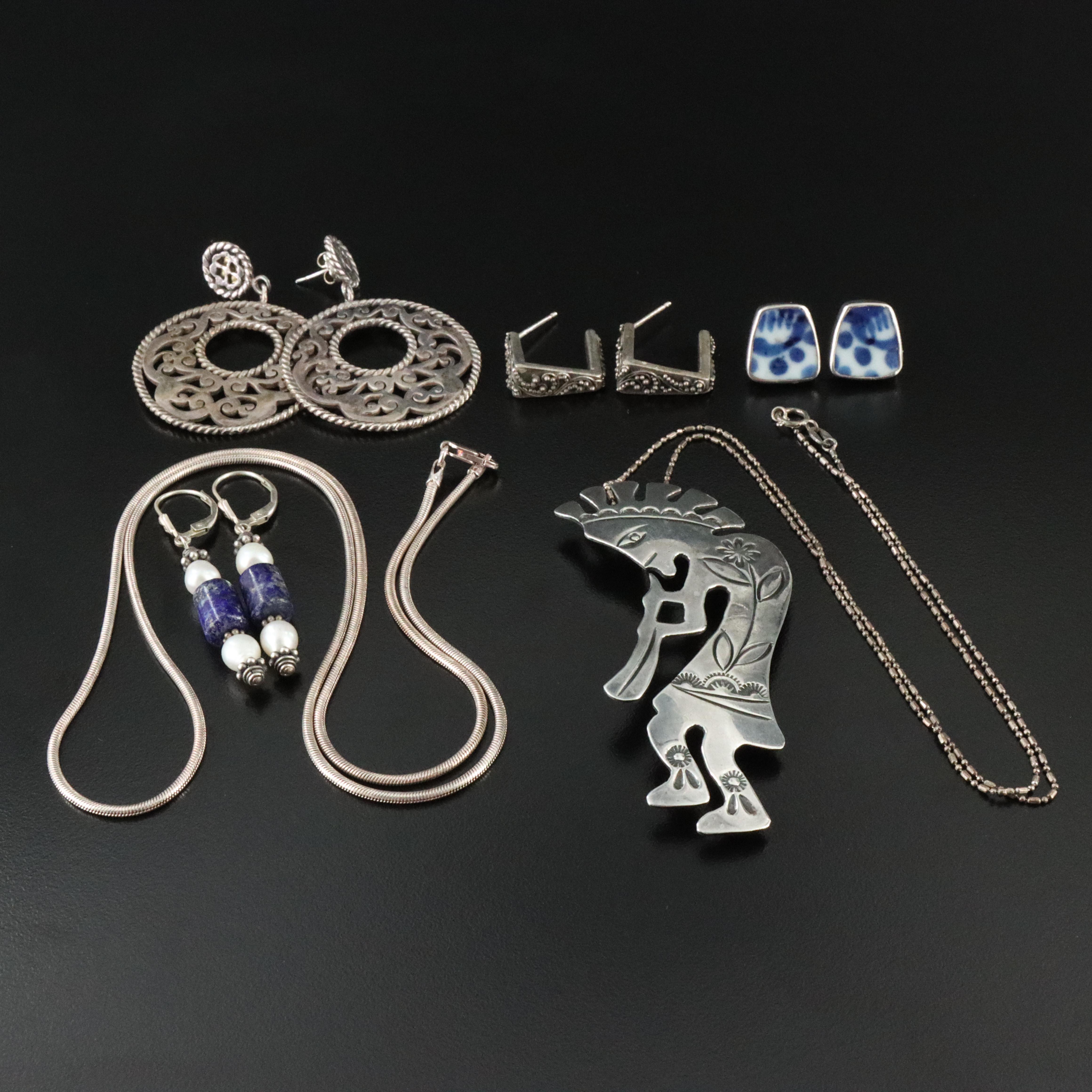Collection of Sterling Jewelry Including Kokopelli, Lapis and Pearl