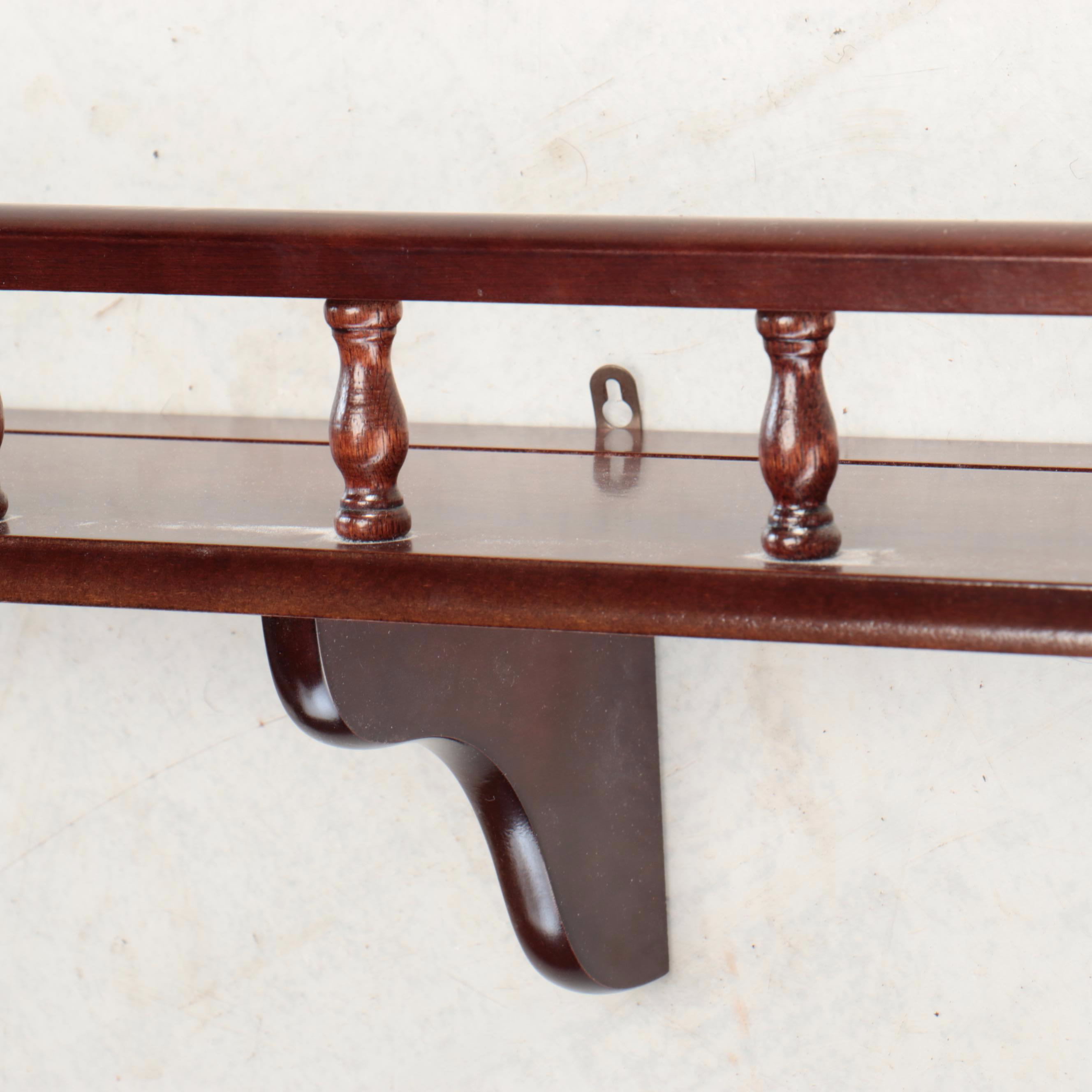 Colonial Style Mahogany Finish Wall Hanging Plate Racks