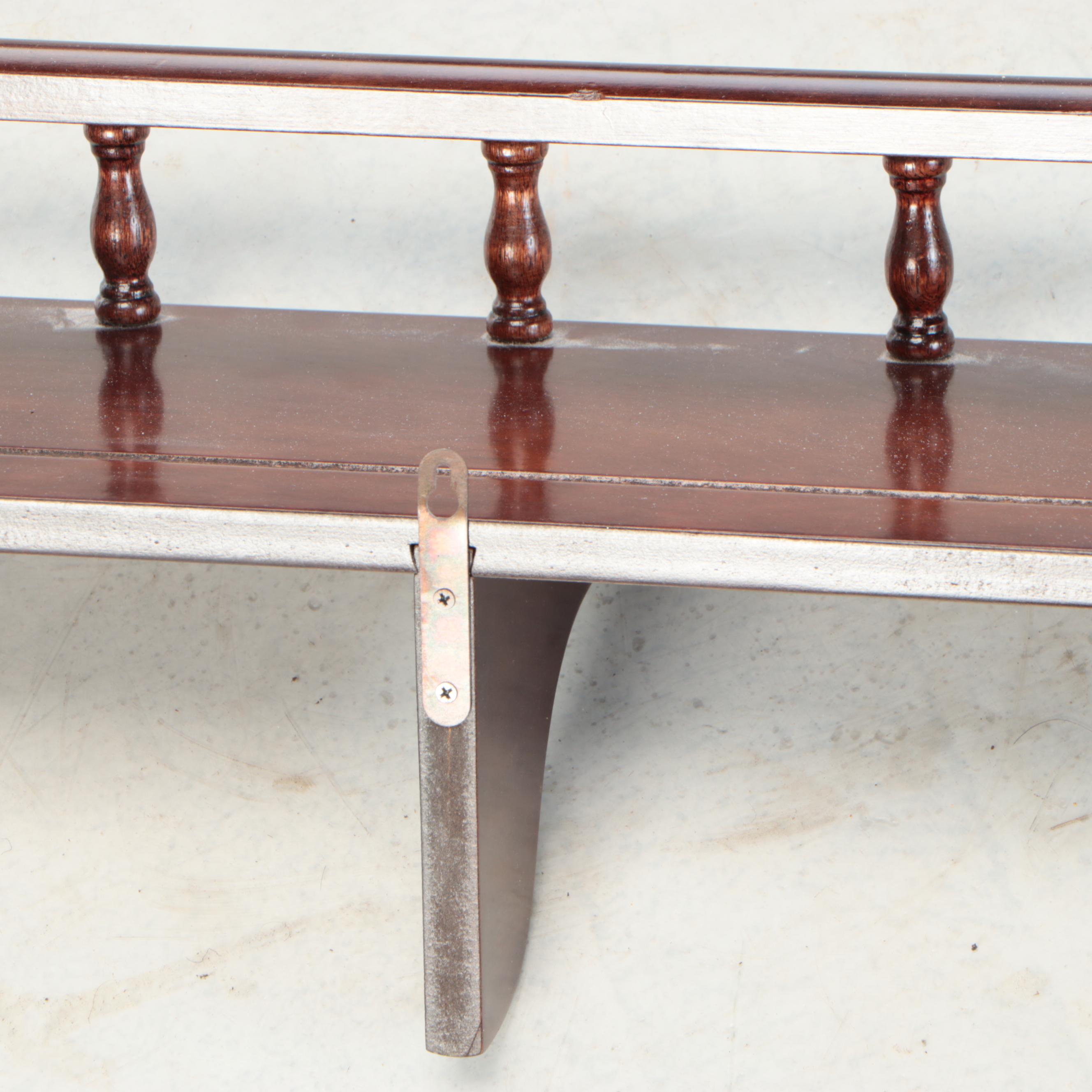 Colonial Style Mahogany Finish Wall Hanging Plate Racks