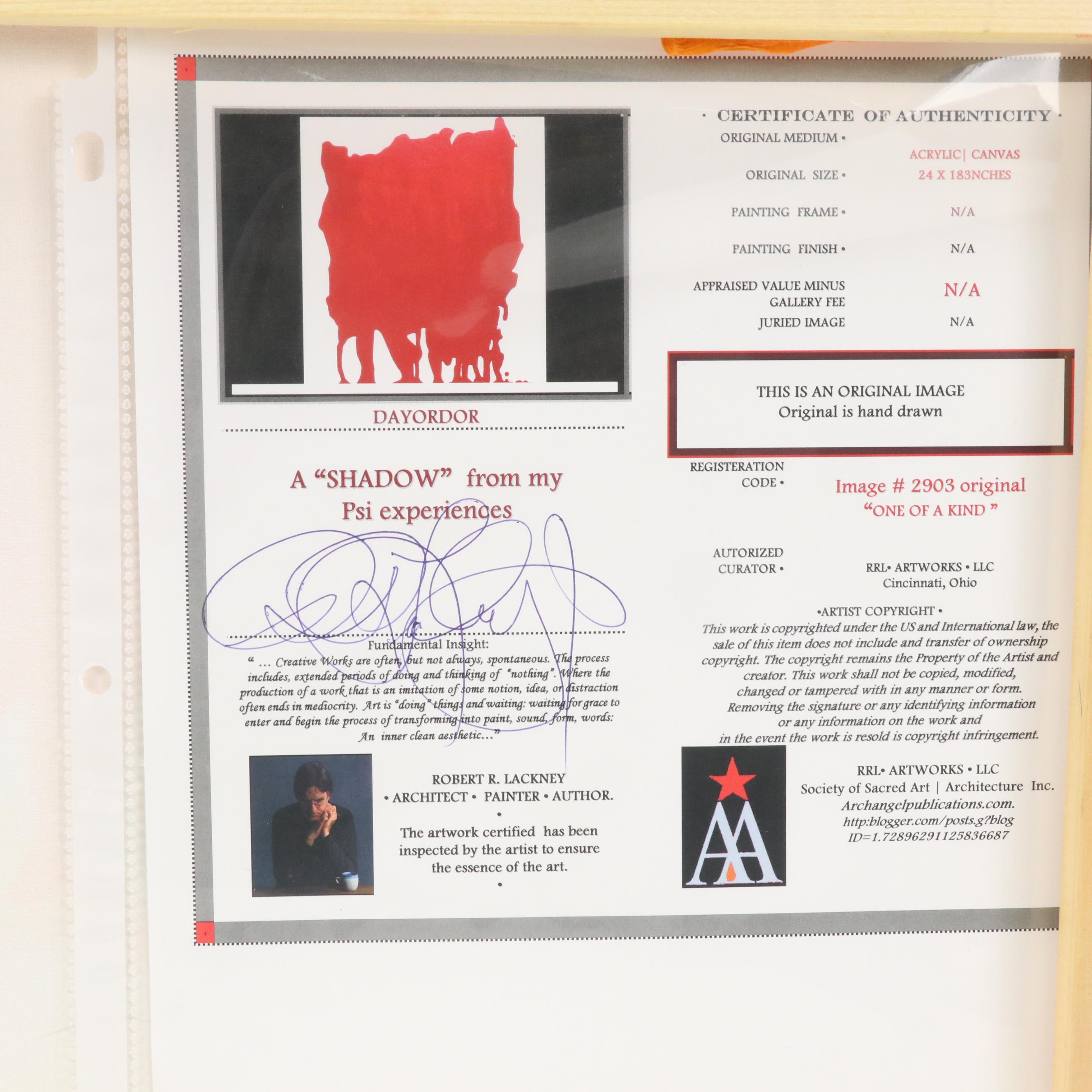 Robert R. Lackney Abstract Acrylic Painting "Shadow," 21st Century