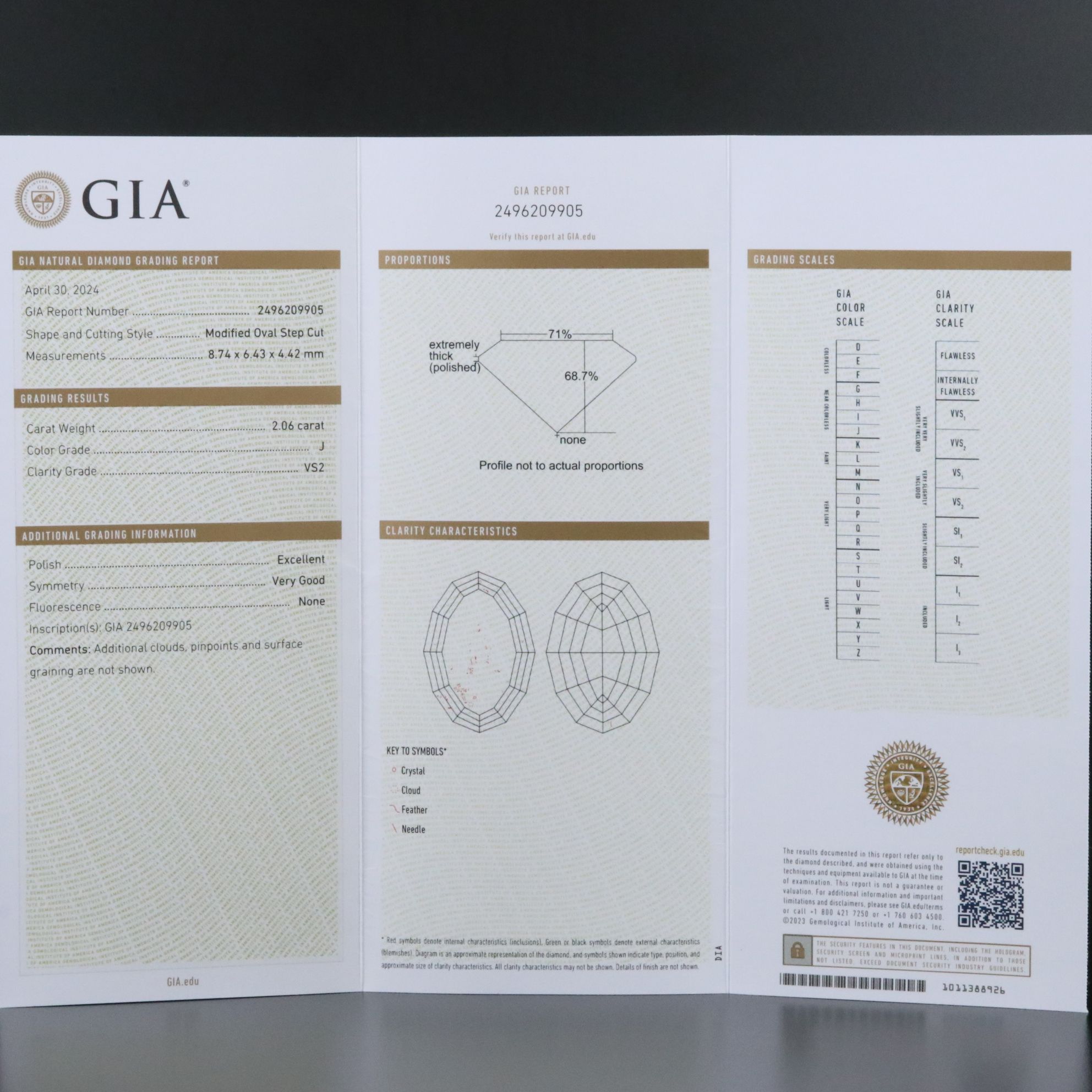 18K 2.06 CT Diamond Solitaire Ring with GIA Report