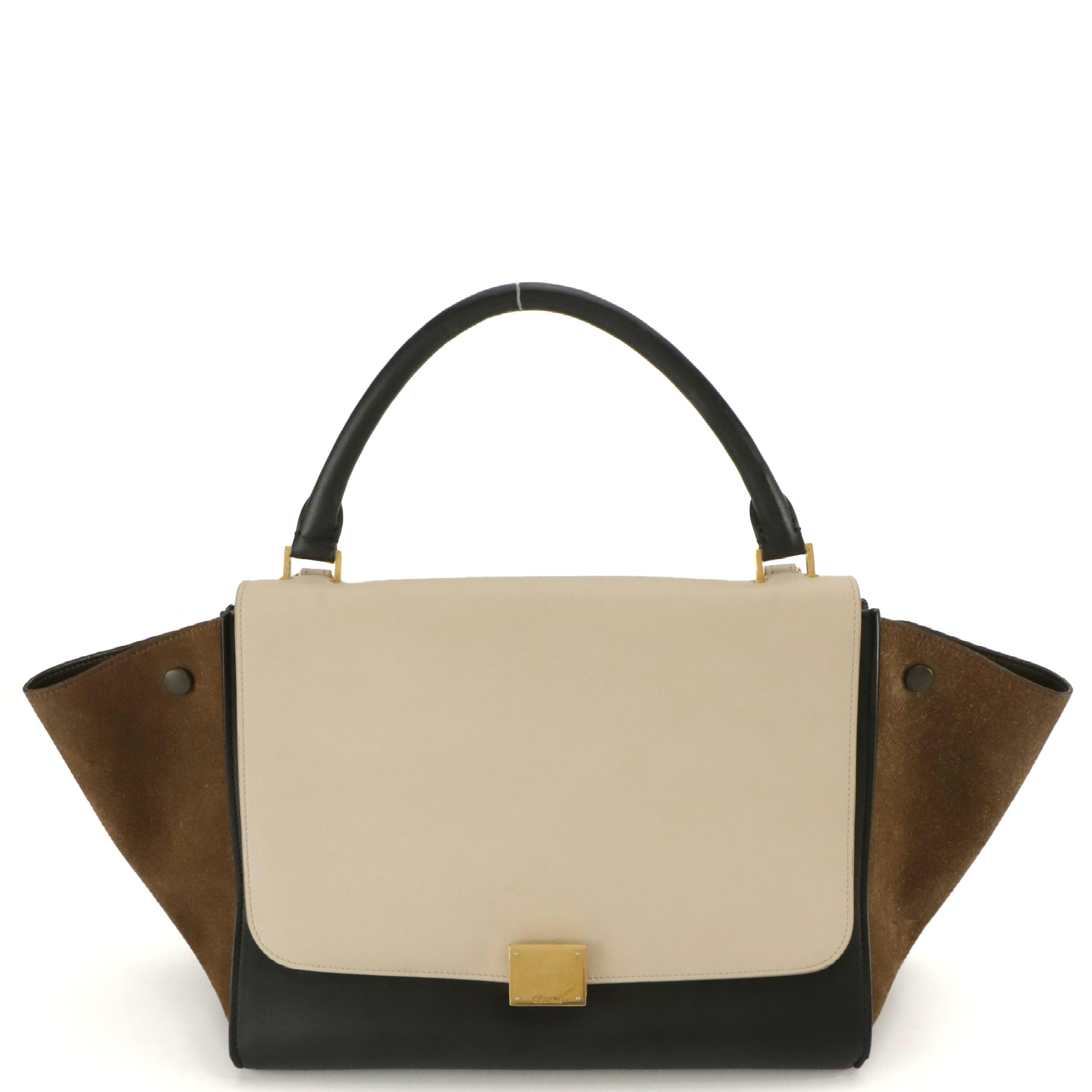 Céline Trapèze Two-Way Bag in Tricolor Calfskin Leather and Suede