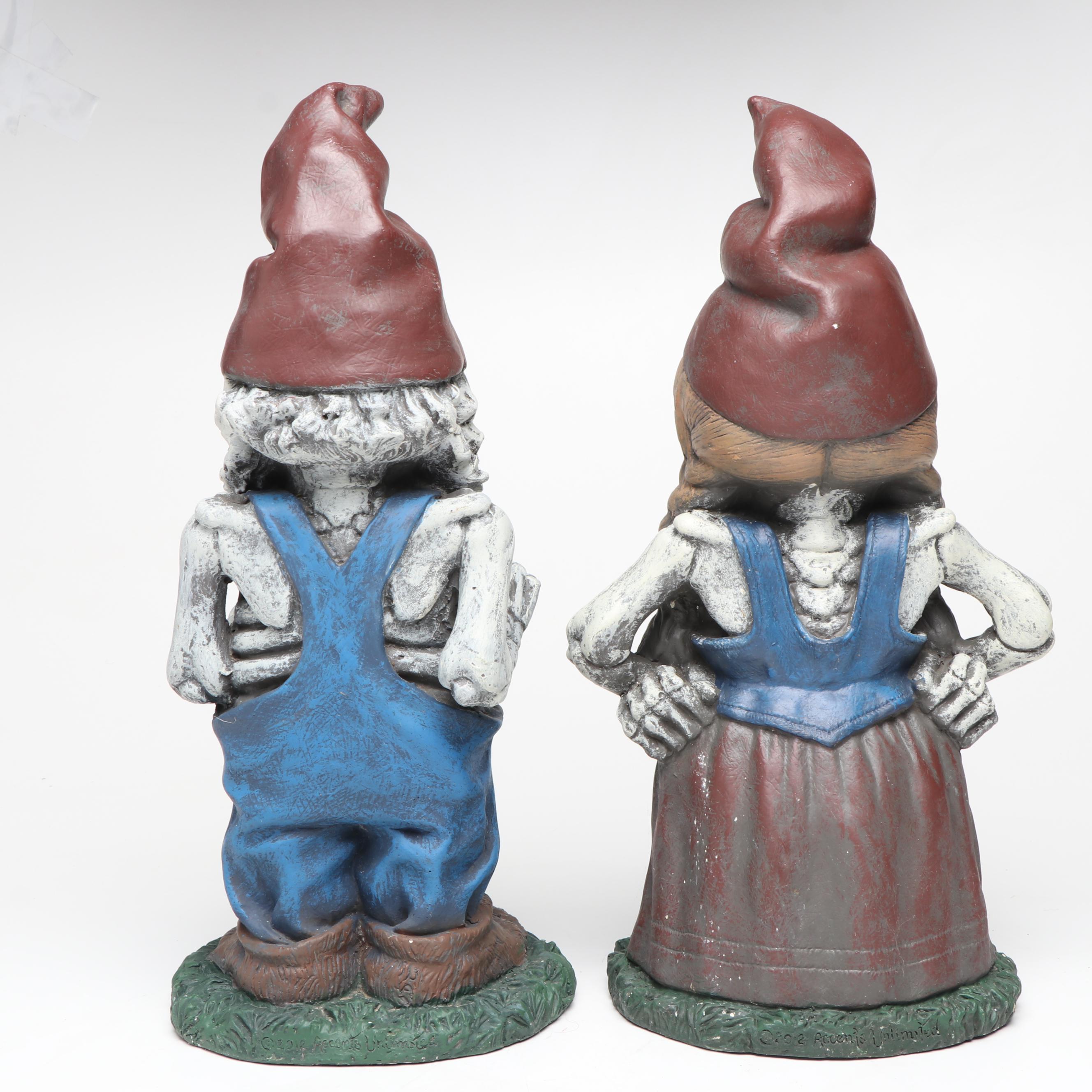 Accents Unlimited Polychrome Decorated Skeleton Garden Gnomes, 2012
