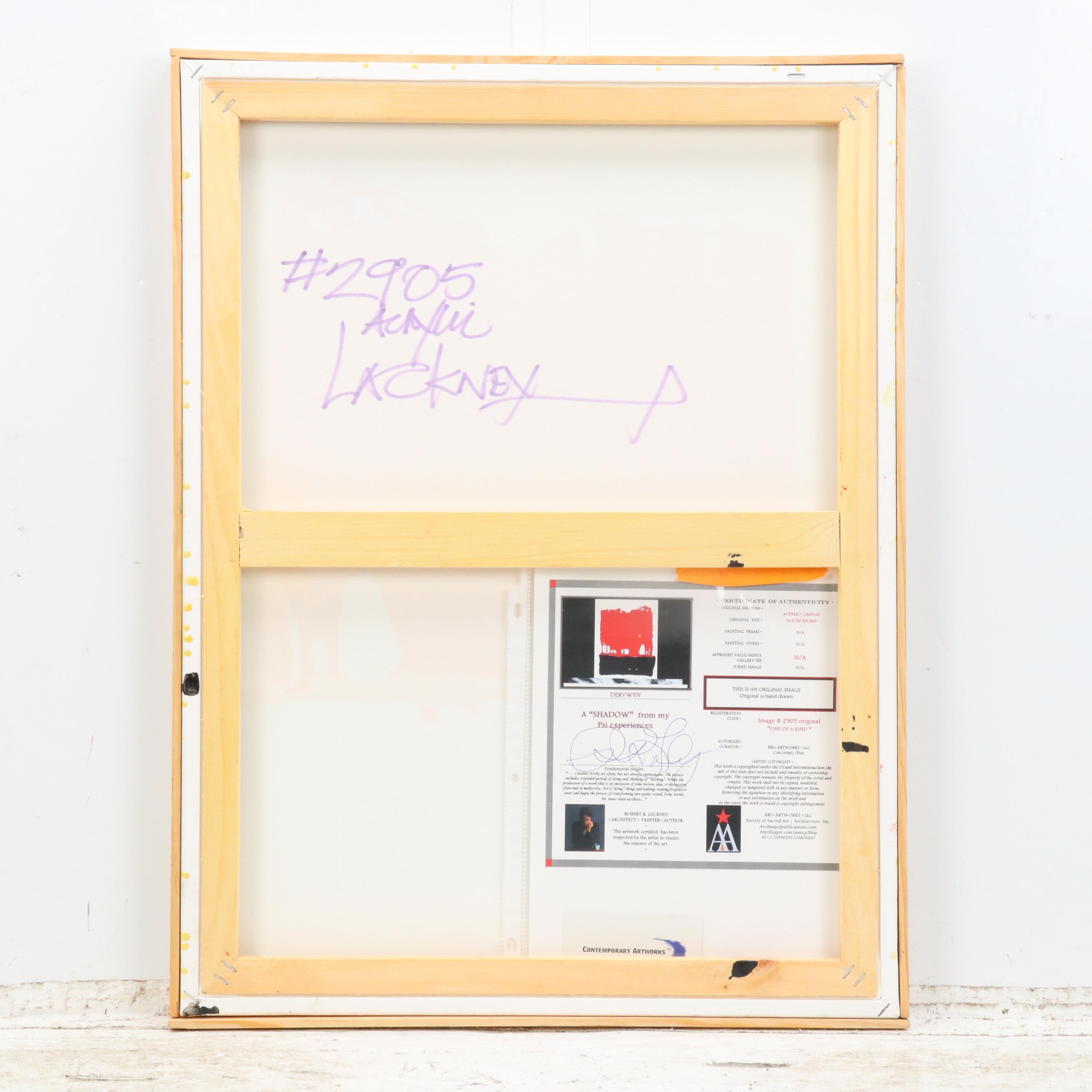 Robert R. Lackney Abstract Acrylic Painting "Dervwyn," 21st Century