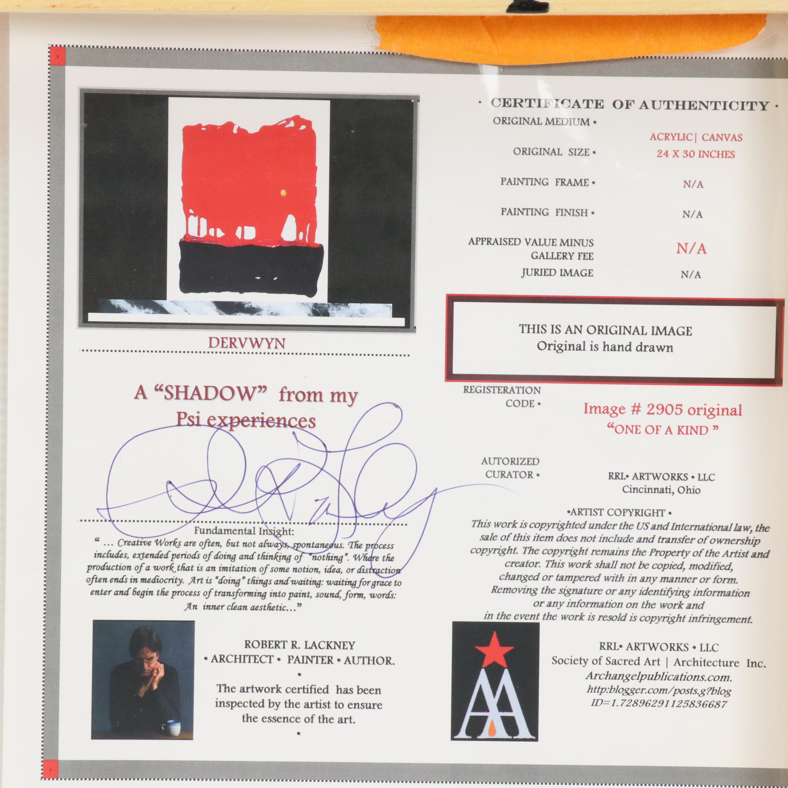 Robert R. Lackney Abstract Acrylic Painting "Dervwyn," 21st Century