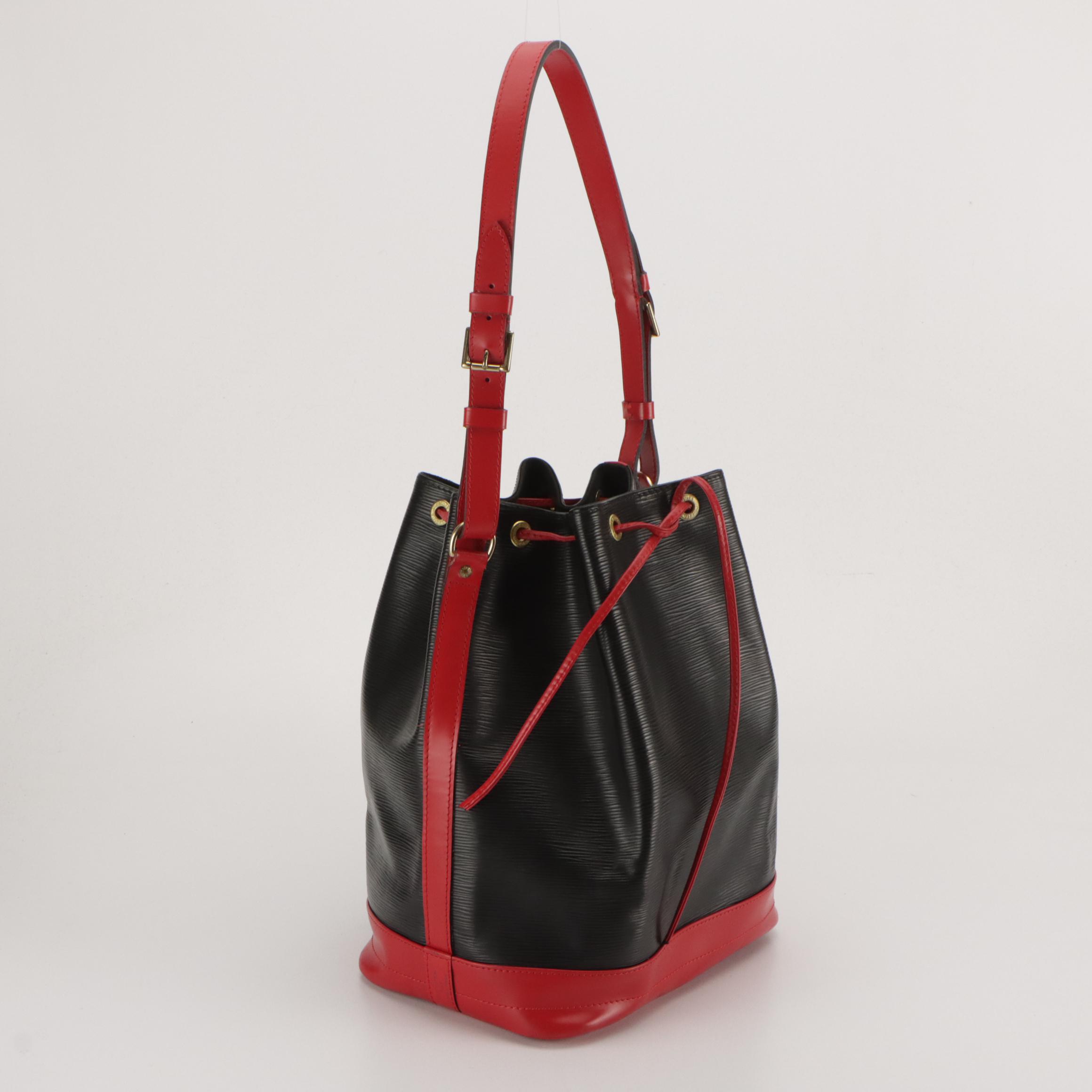 Louis Vuitton Noé Bag in Black Epi and Castilian Red Smooth Leathers