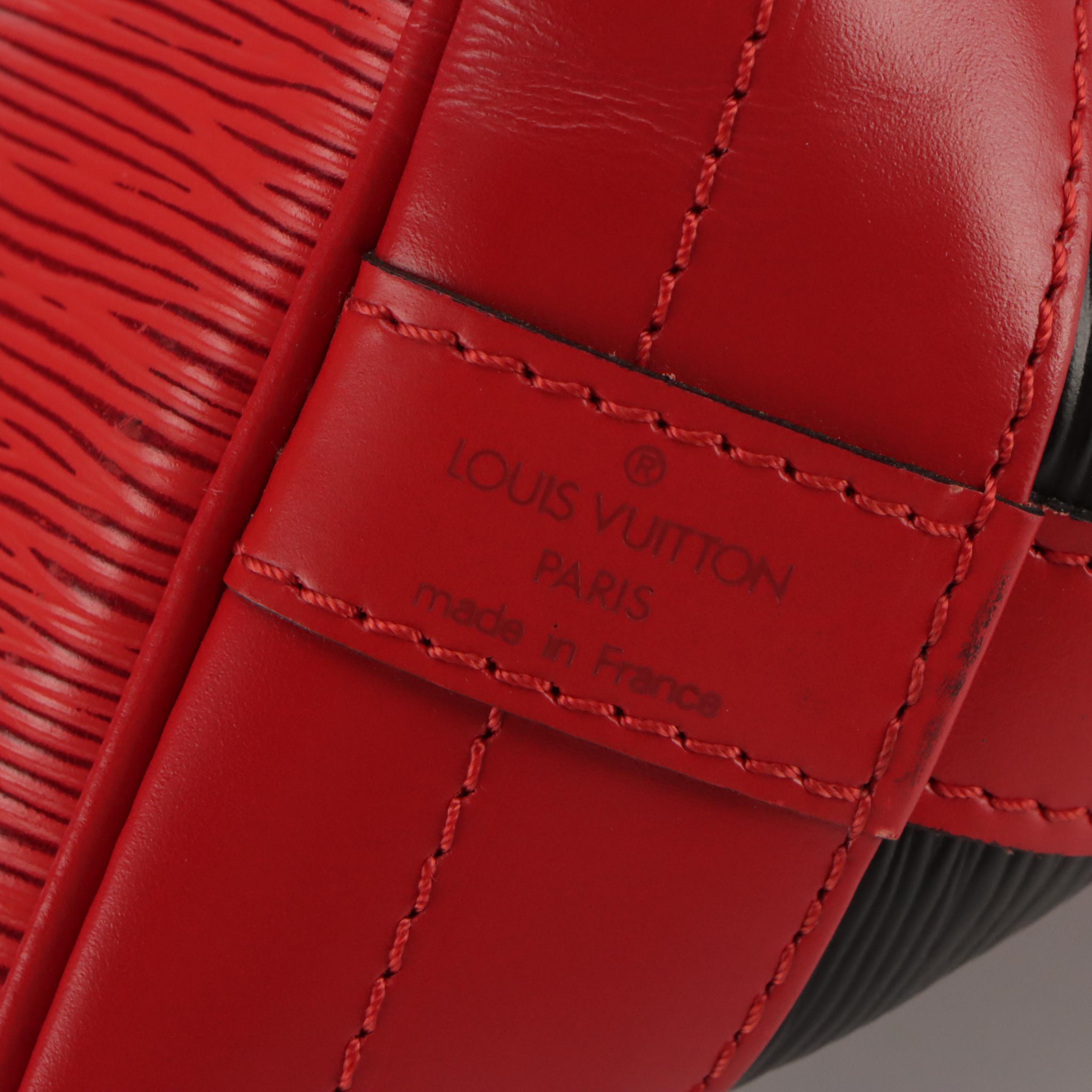 Louis Vuitton Noé Bag in Black Epi and Castilian Red Smooth Leathers