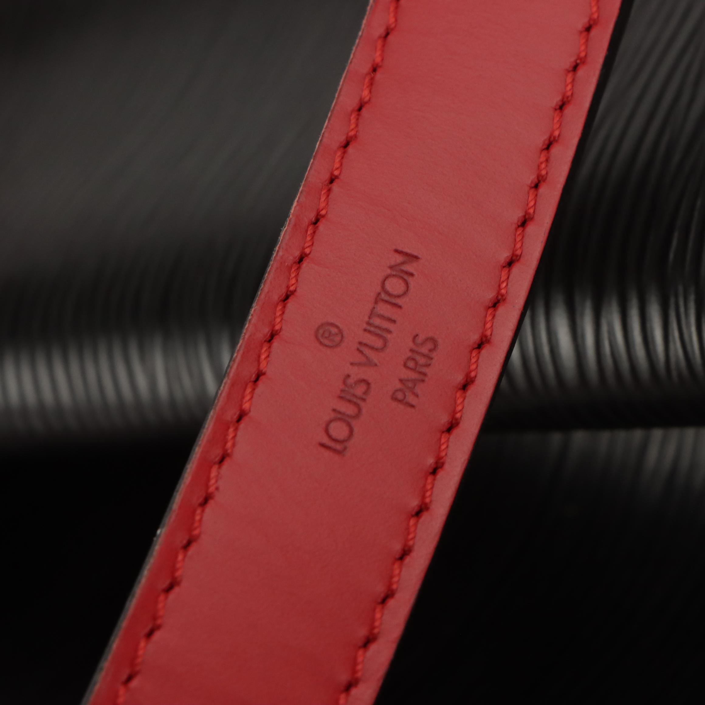 Louis Vuitton Noé Bag in Black Epi and Castilian Red Smooth Leathers