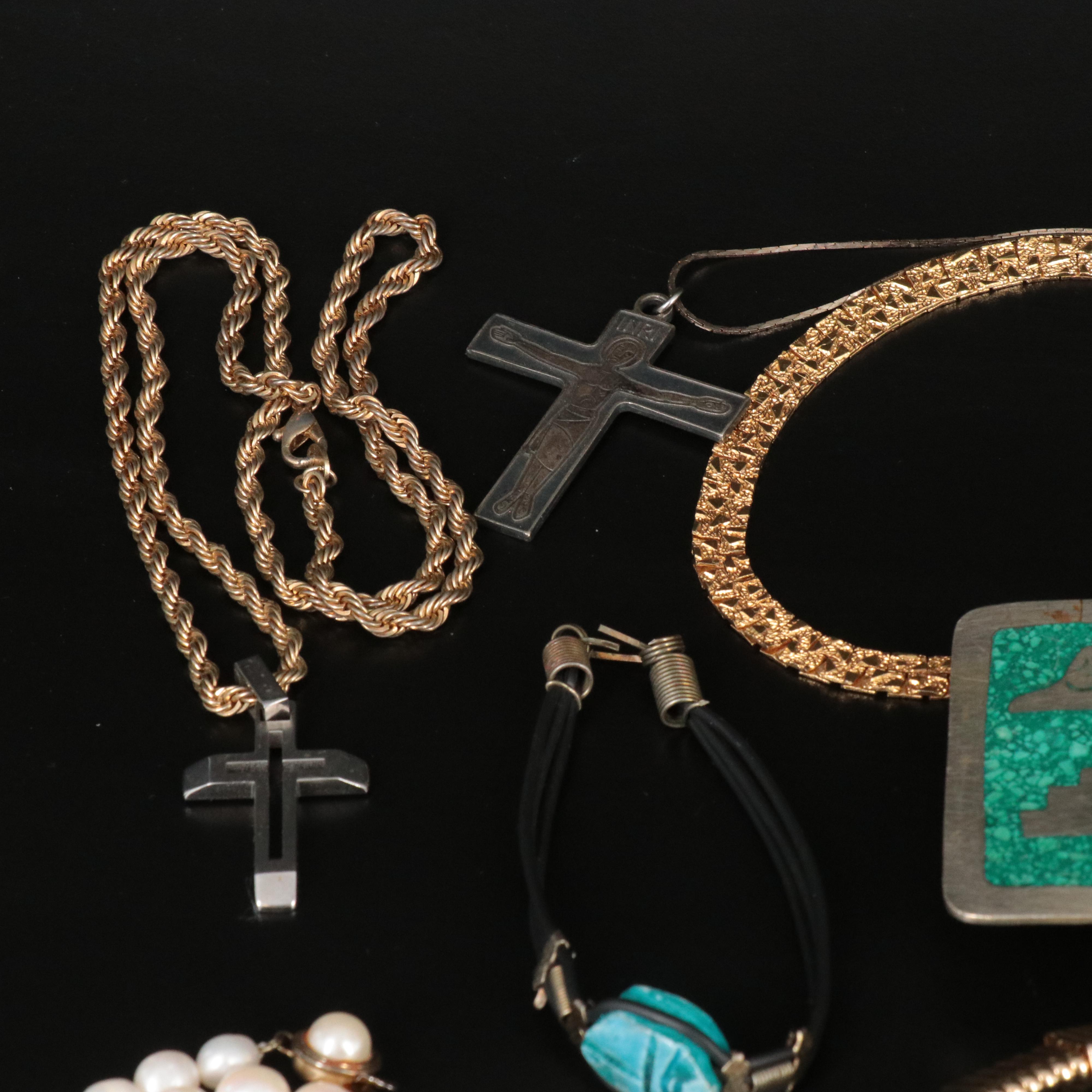 Costume Jewelry Collection Featuring Faux Pearl and Sapphire