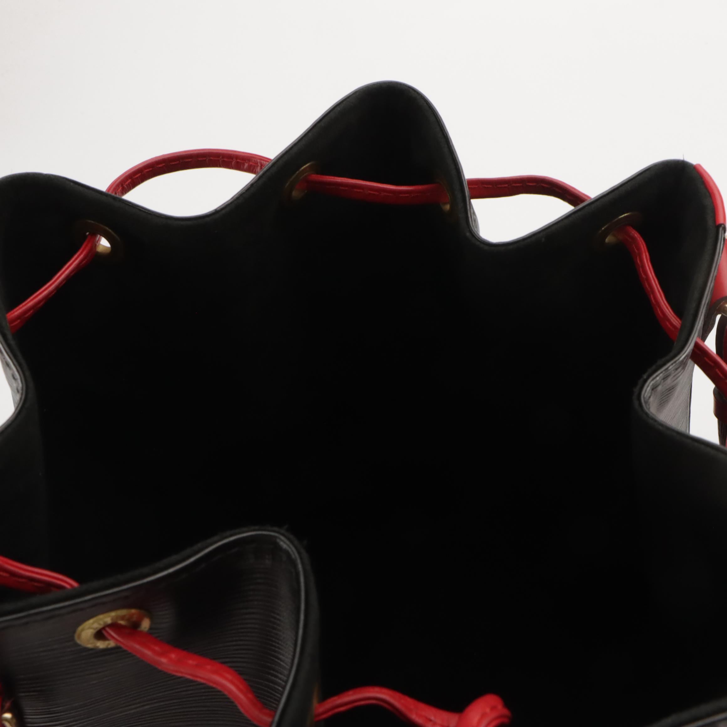 Louis Vuitton Noé Bag in Black Epi and Castilian Red Smooth Leathers