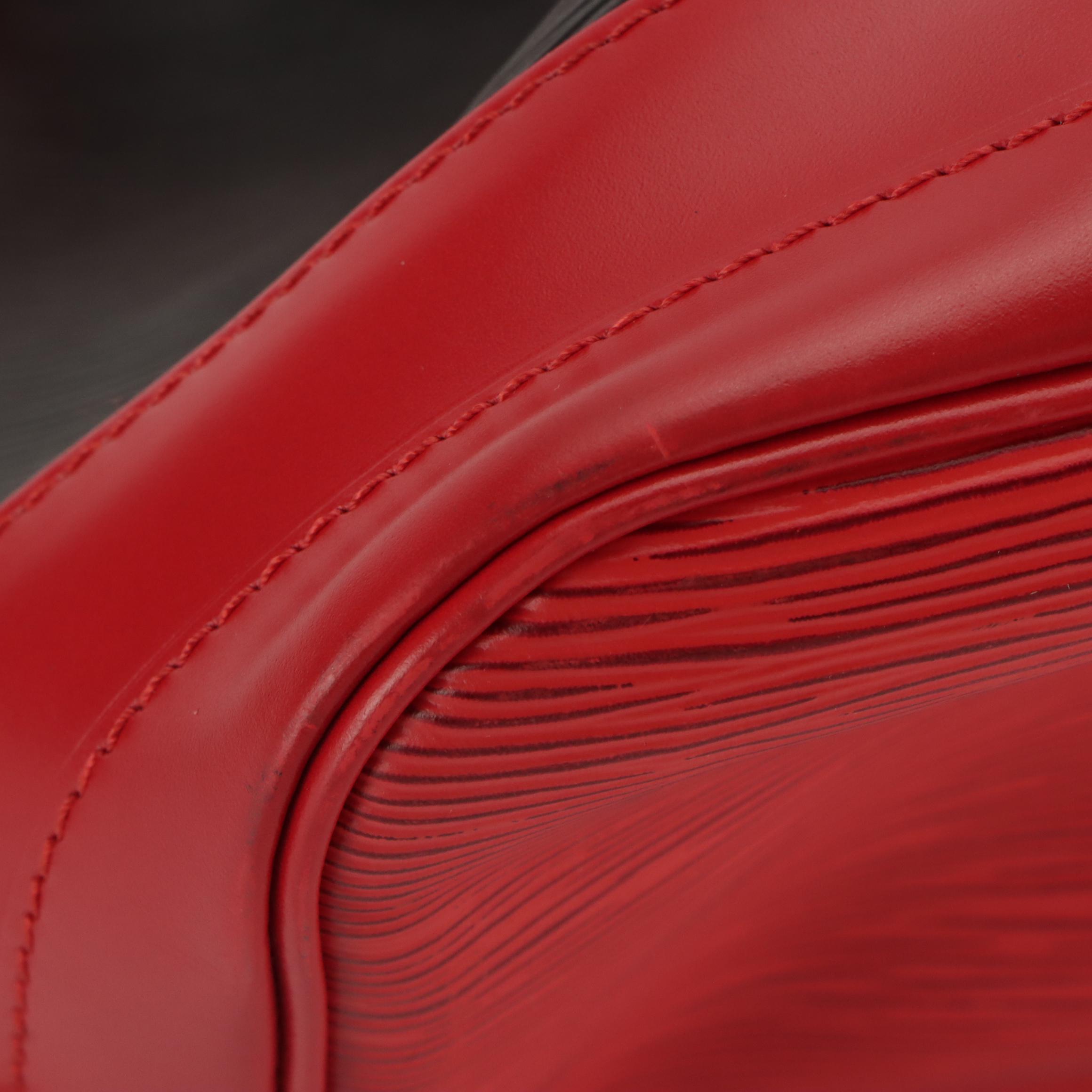 Louis Vuitton Noé Bag in Black Epi and Castilian Red Smooth Leathers