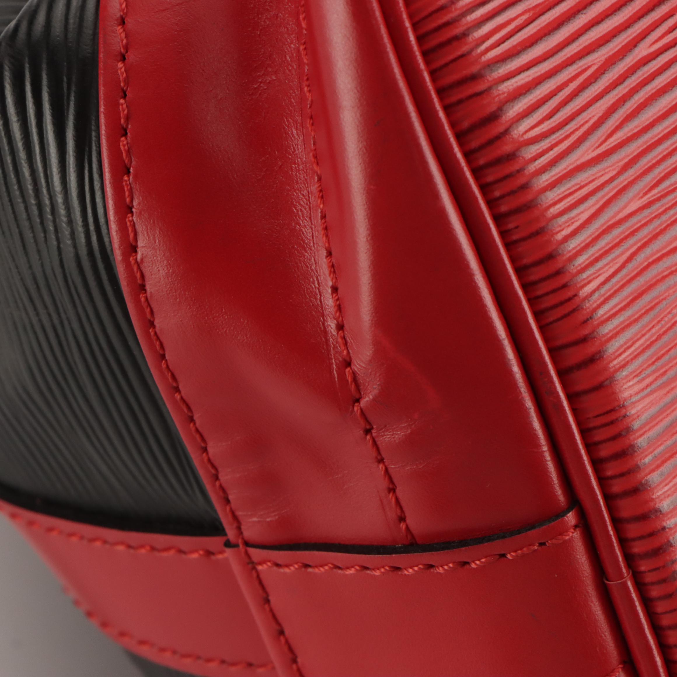 Louis Vuitton Noé Bag in Black Epi and Castilian Red Smooth Leathers