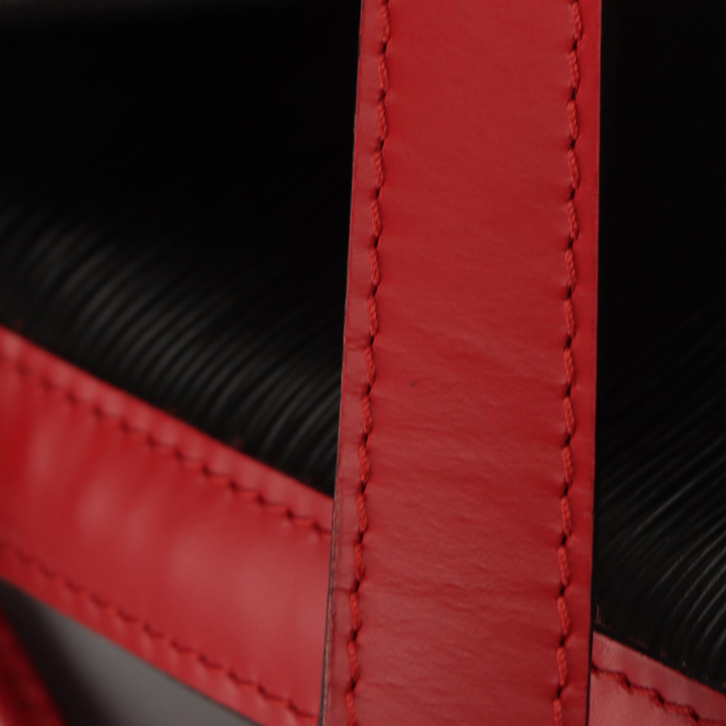 Louis Vuitton Noé Bag in Black Epi and Castilian Red Smooth Leathers