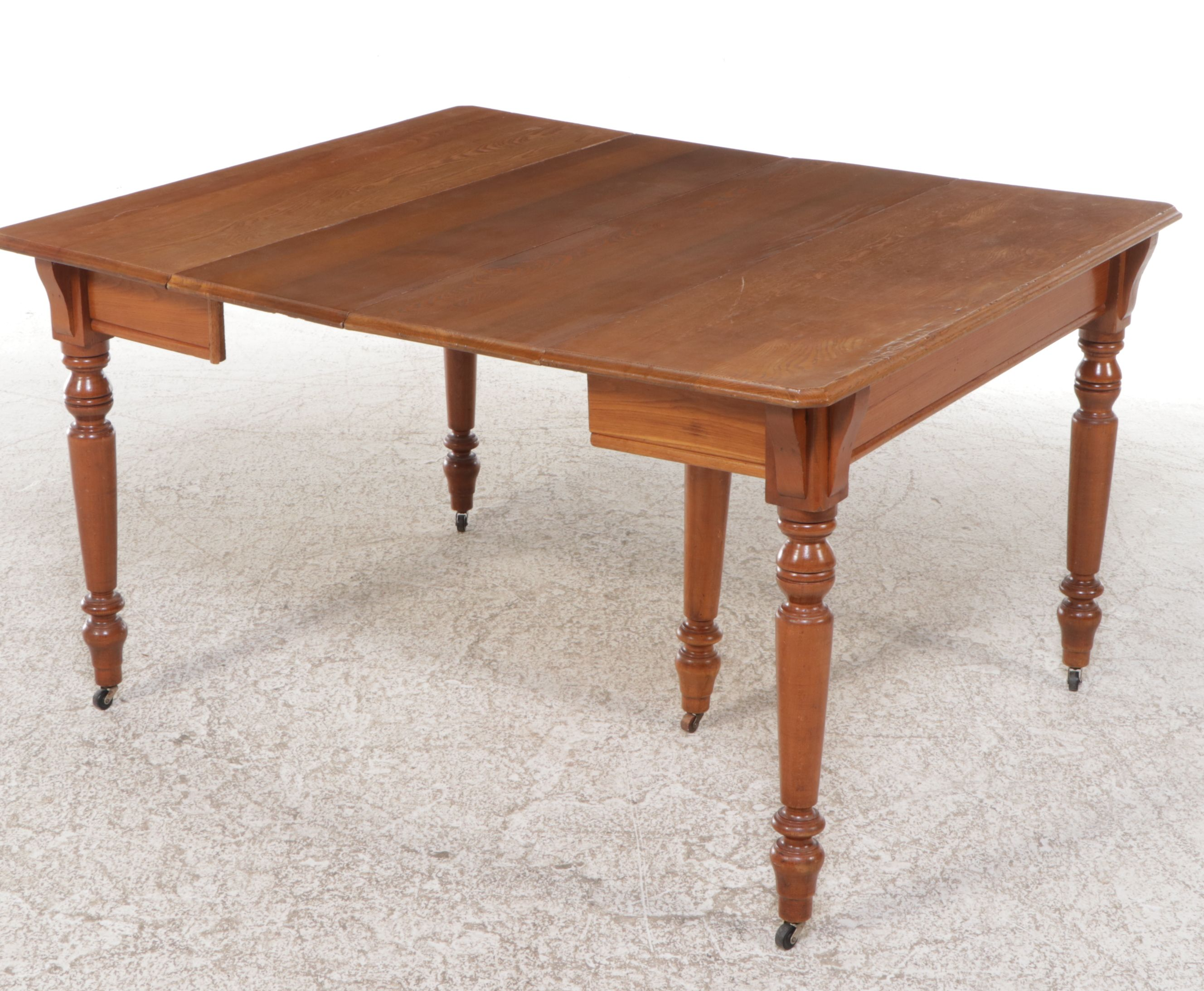 Seven Piece Oak Dining Set with Press Back Chairs