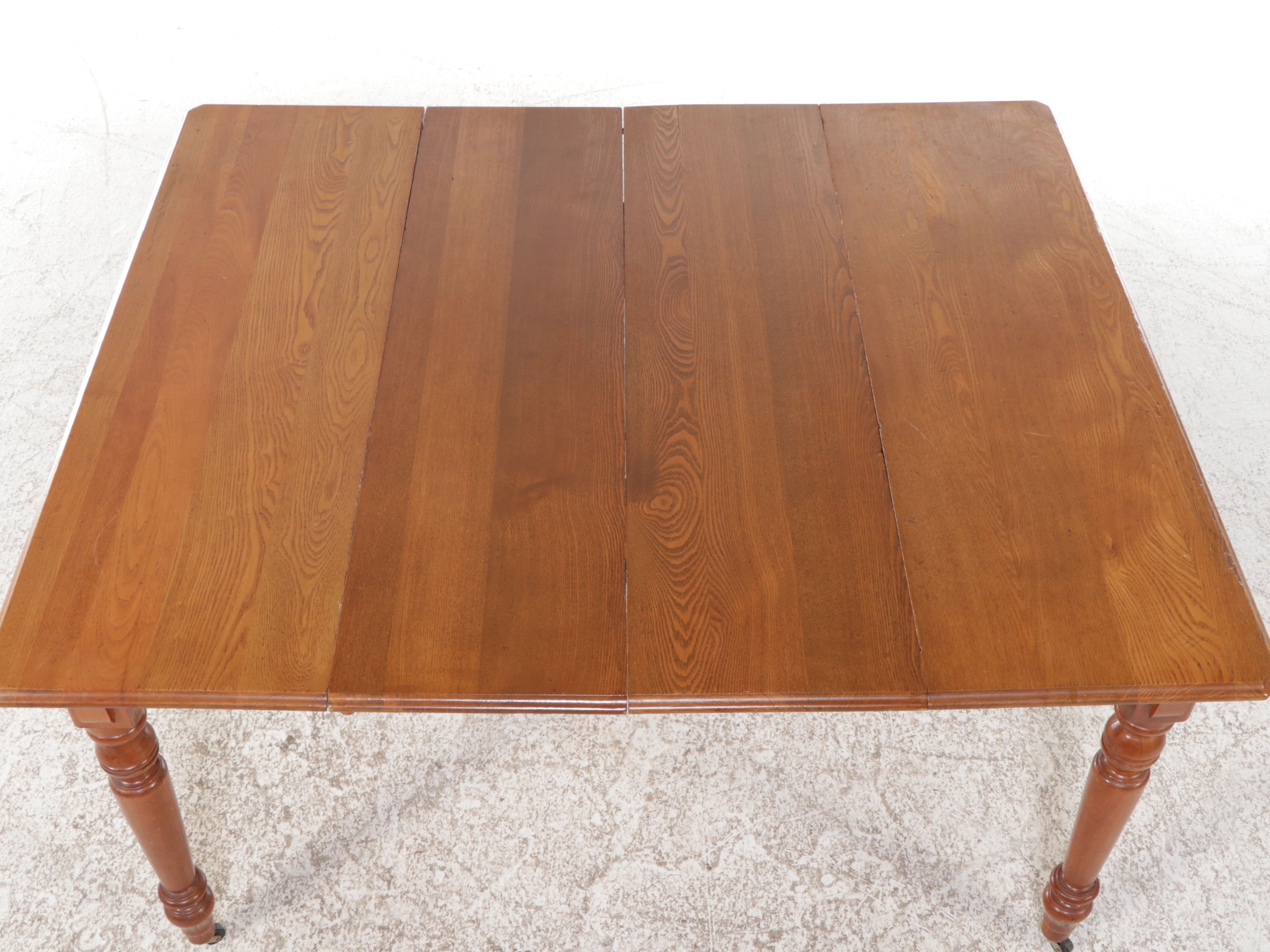 Seven Piece Oak Dining Set with Press Back Chairs