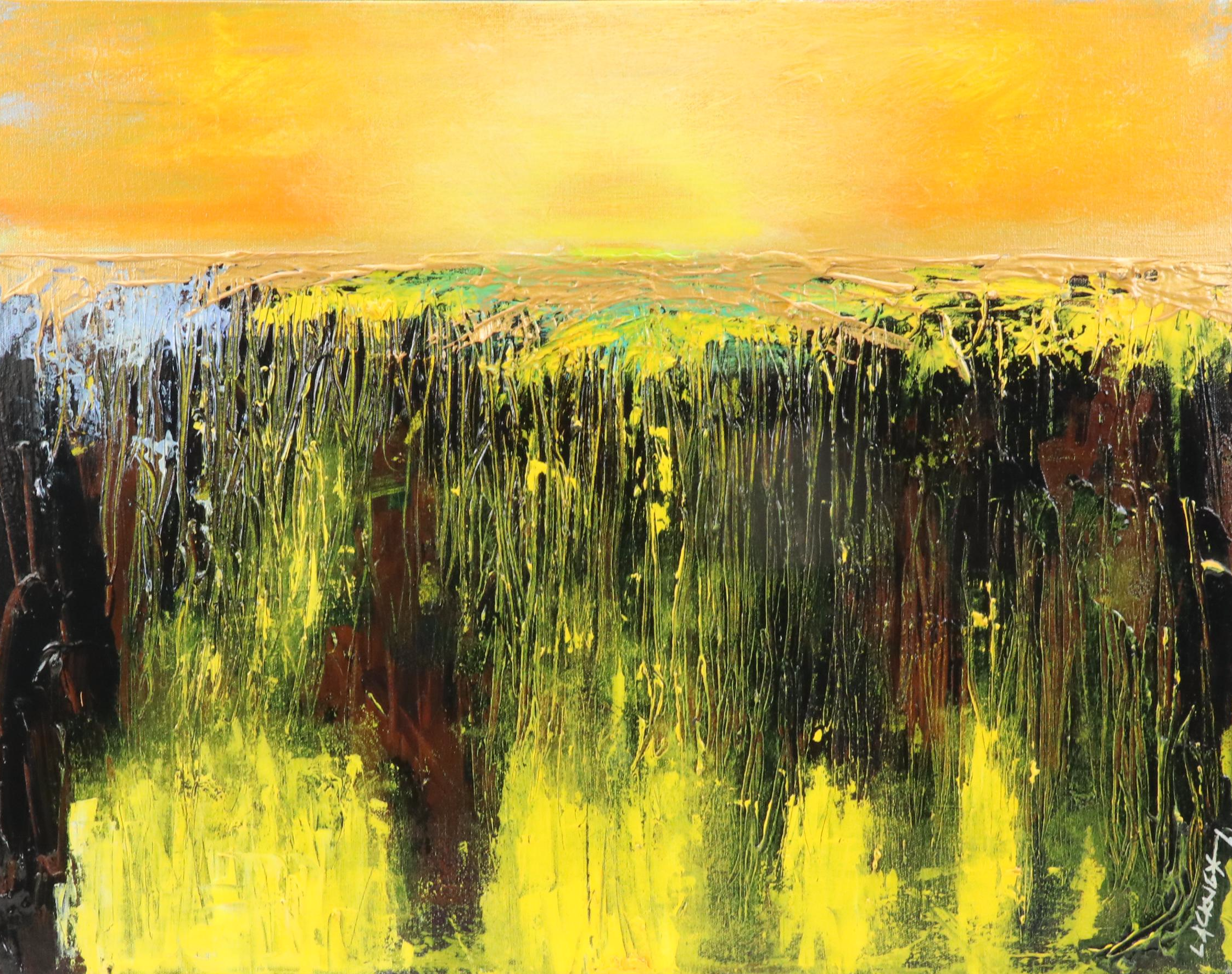 Robert R. Lackney Abstract Landscape Acrylic Painting "Marsh," 21st Century