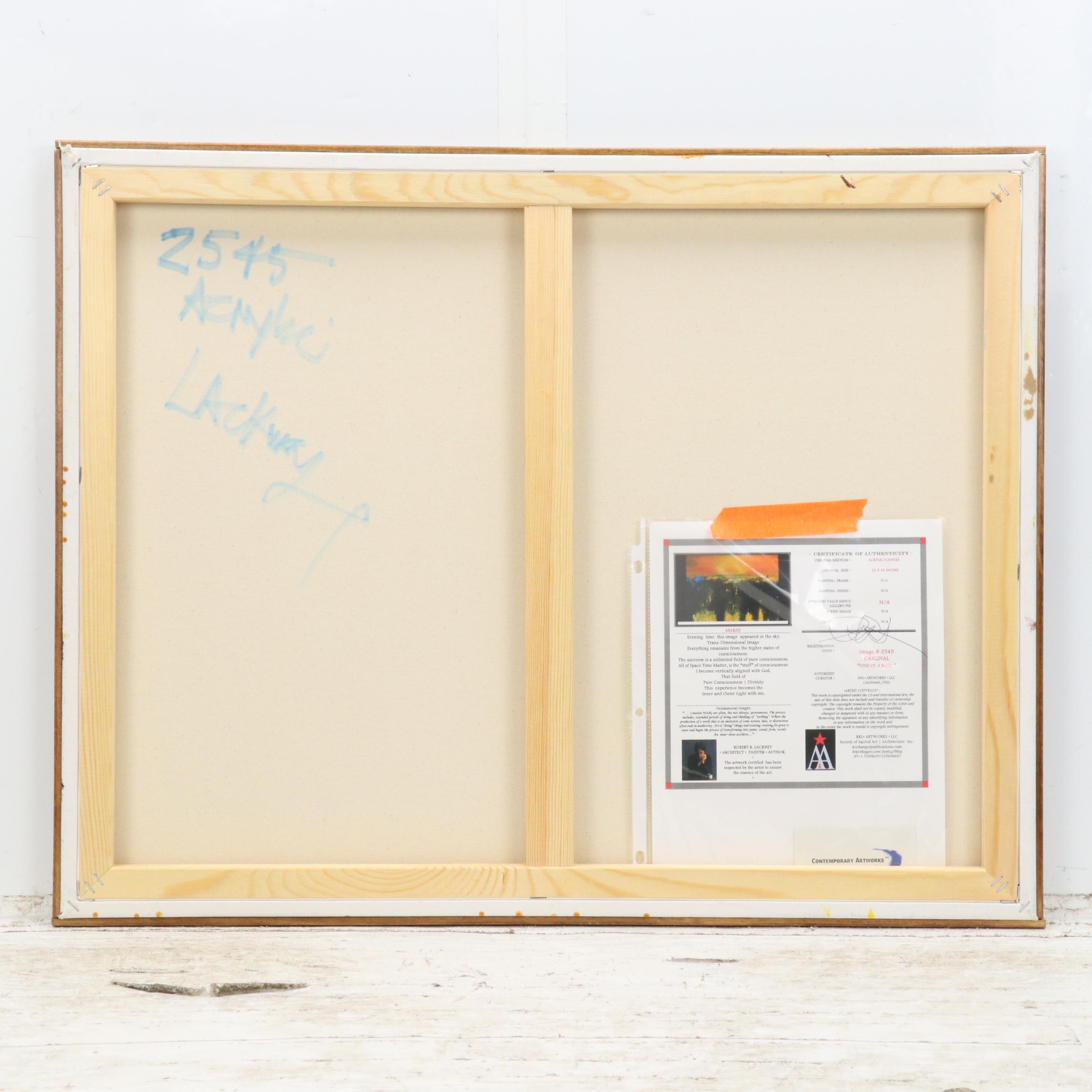 Robert R. Lackney Abstract Landscape Acrylic Painting "Marsh," 21st Century