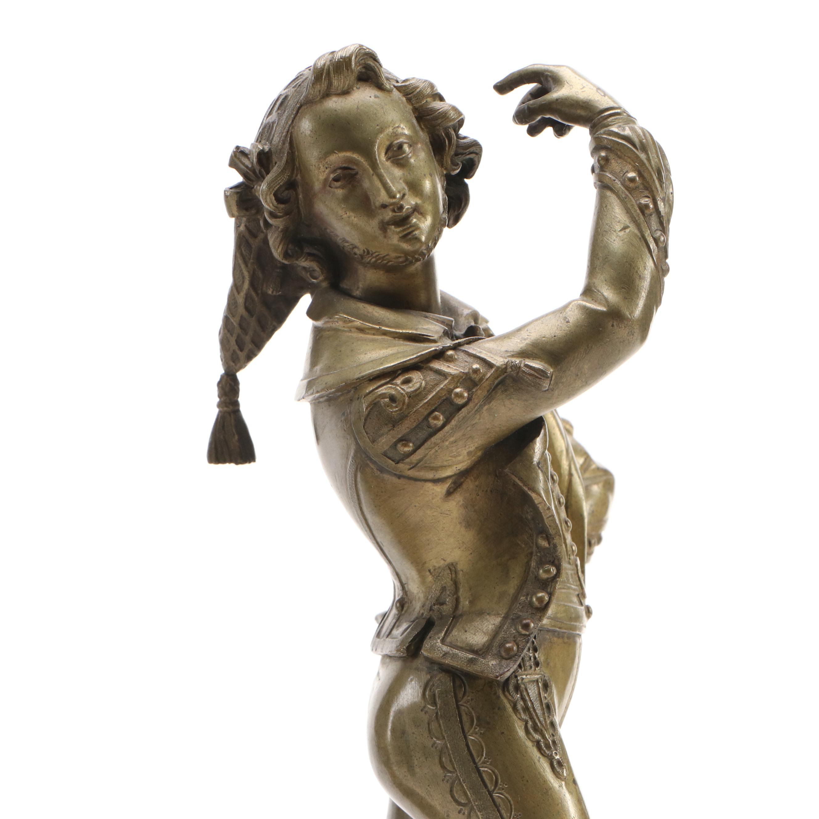 Pair of Cast Brass Dancers on Stone Bases