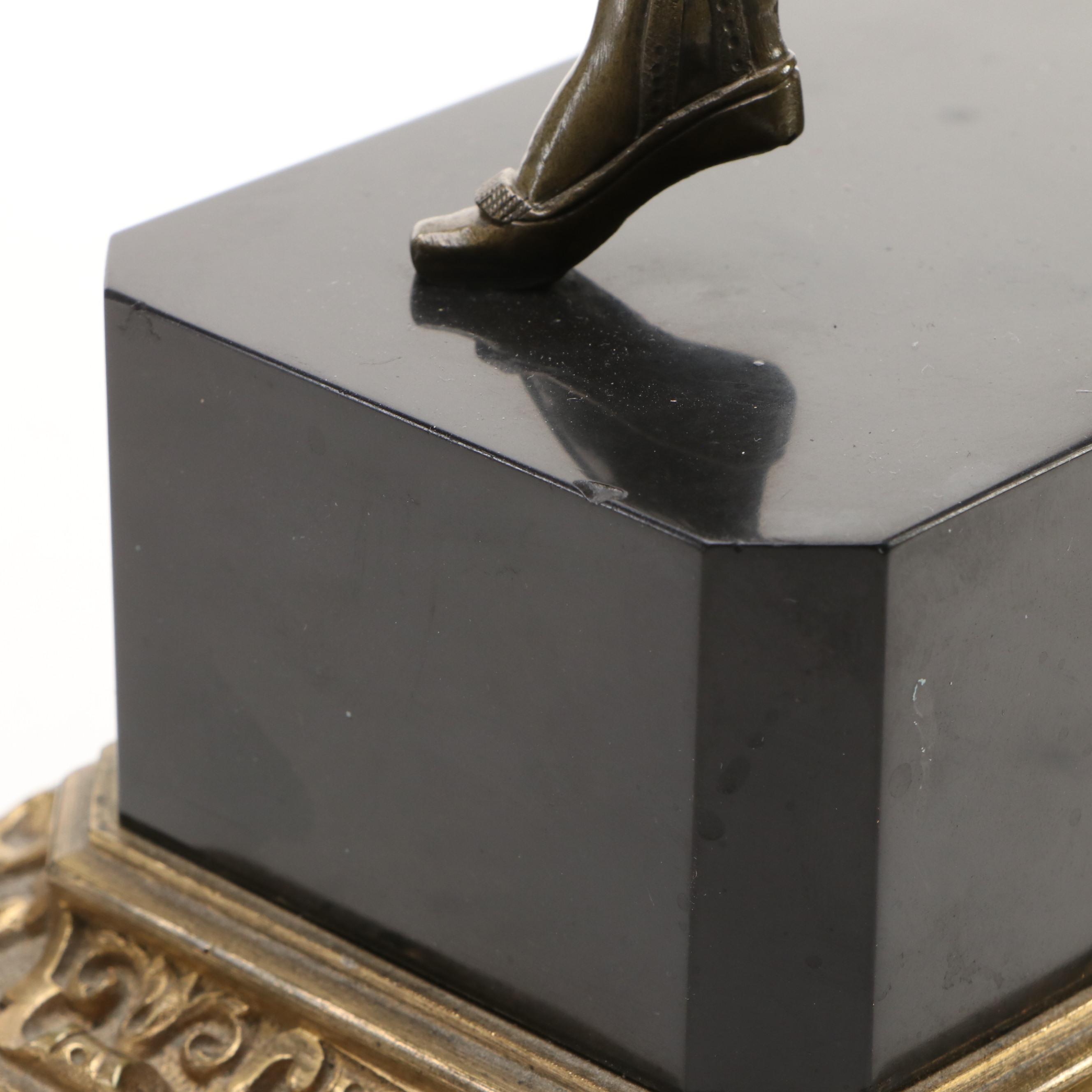 Pair of Cast Brass Dancers on Stone Bases