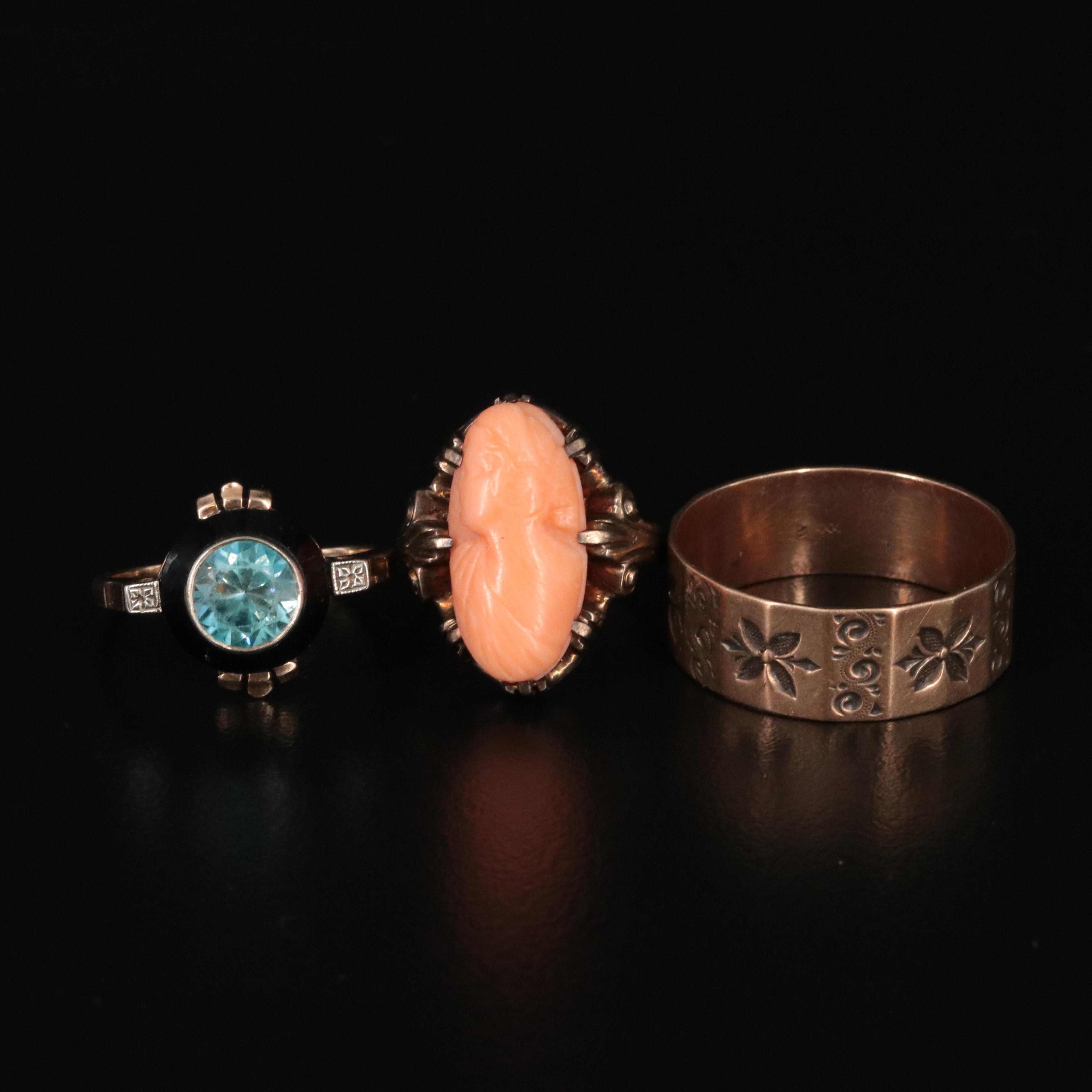 Collection of Antique 9K and 10K Rings and Pendants