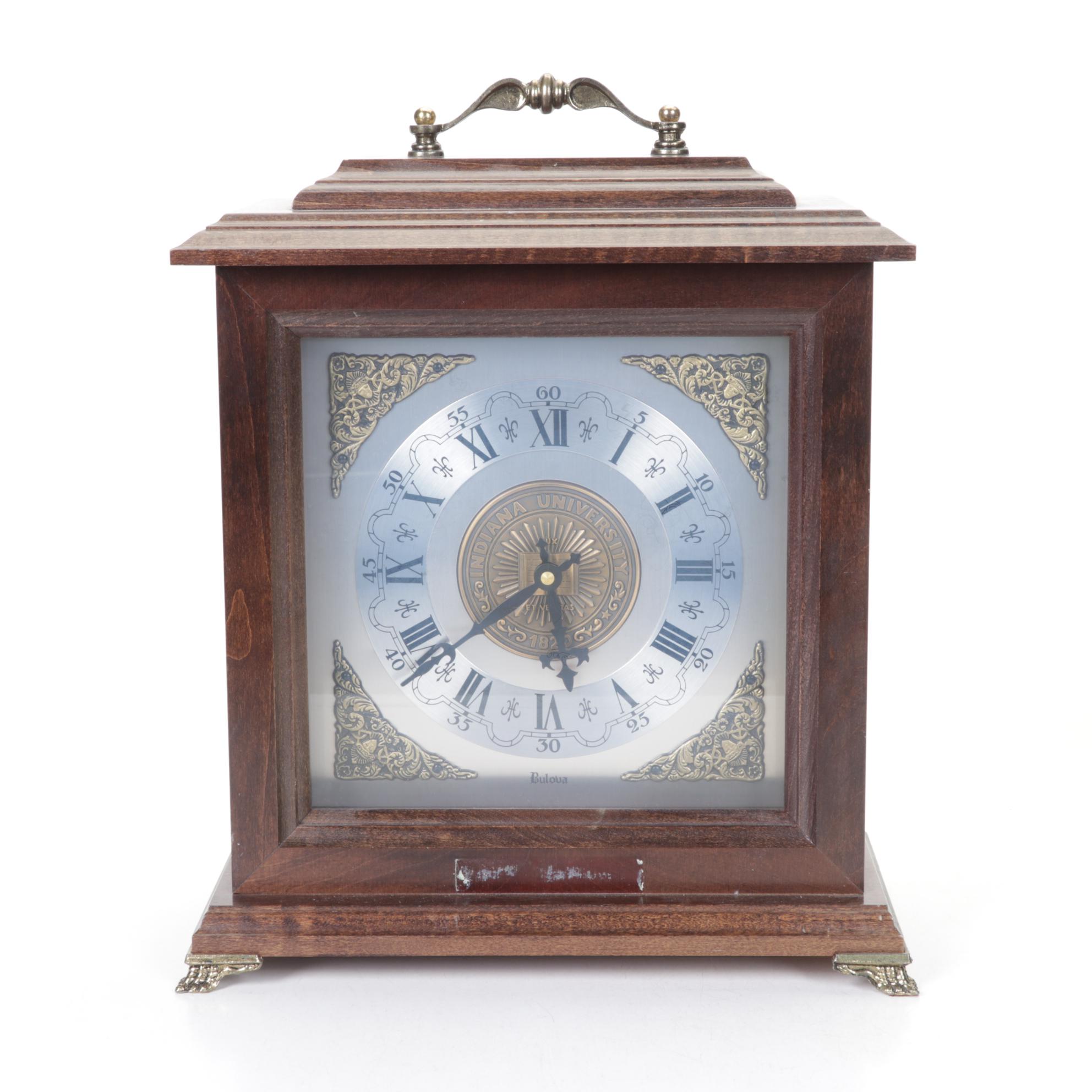 Bulova "Indiana University" Wood Case Mantel Clock, Late 20th C.