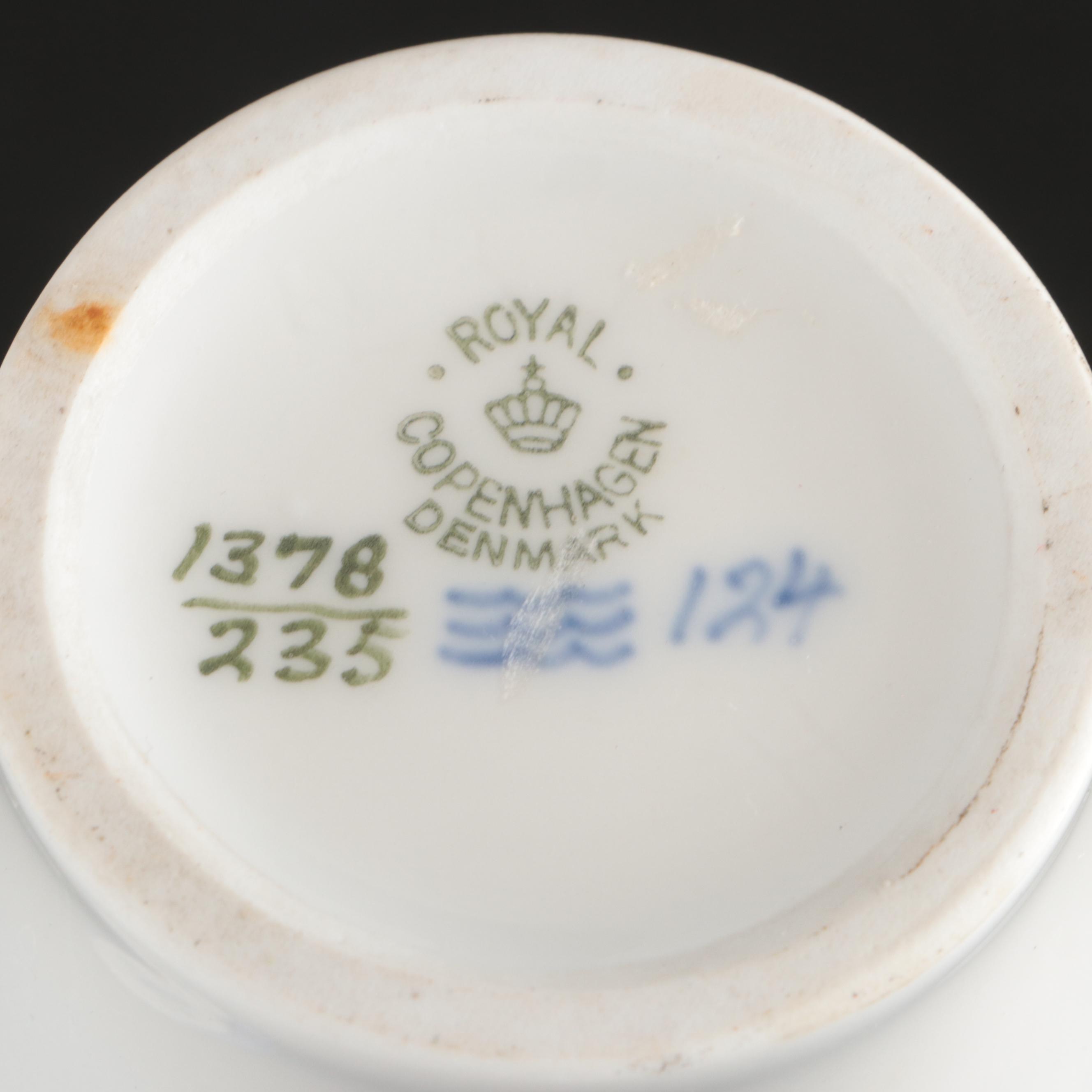 Royal Copenhagen Scenic Porcelain Table Lamp and Vases, 20th Century