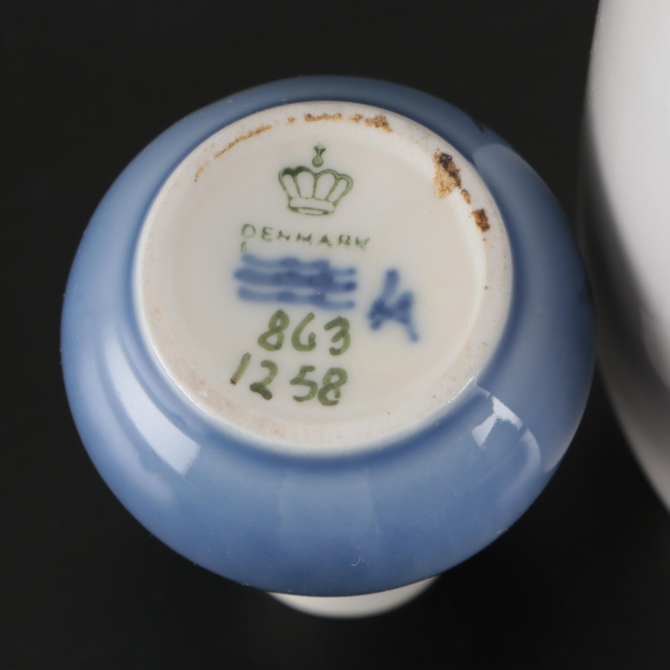 Royal Copenhagen Scenic Porcelain Table Lamp and Vases, 20th Century