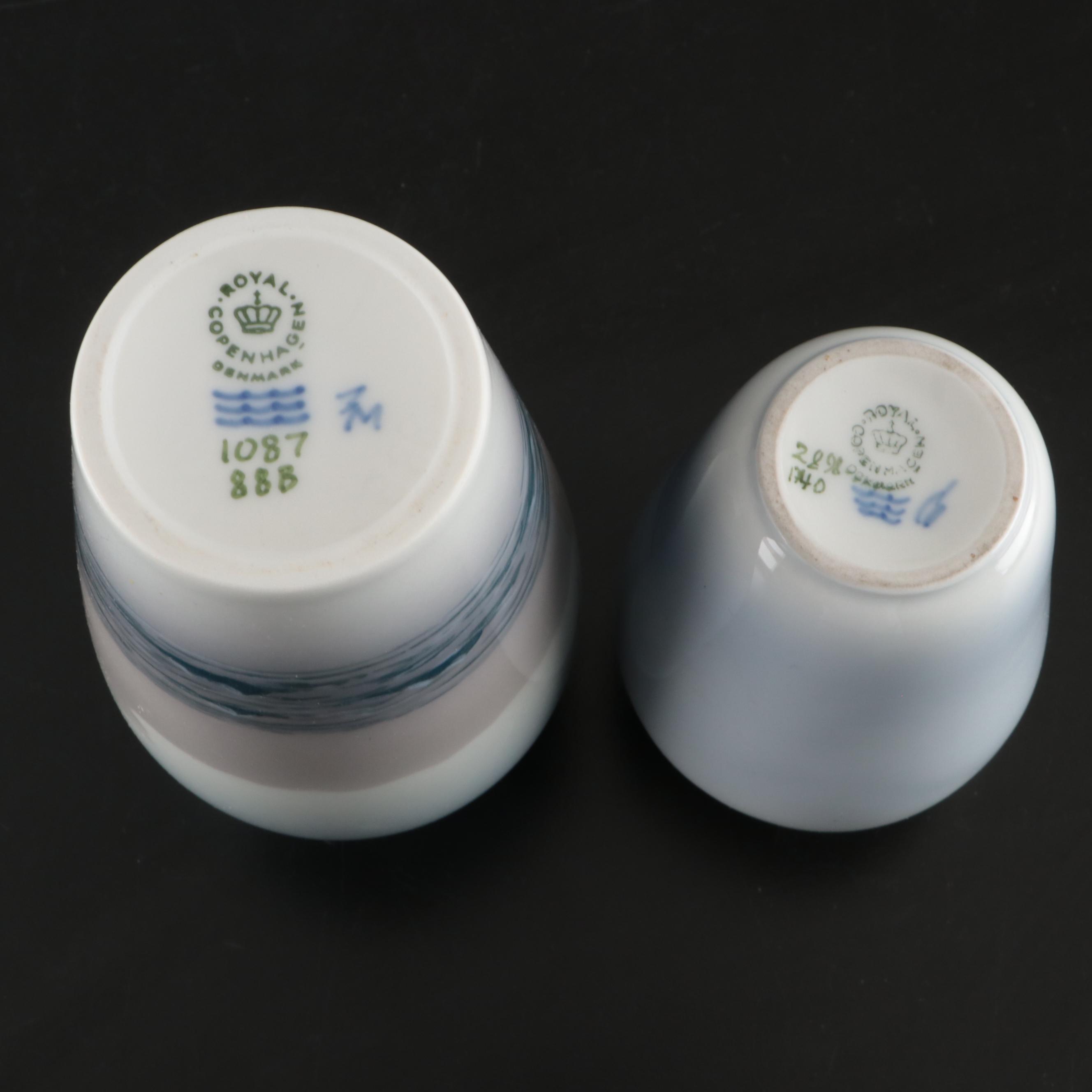 Royal Copenhagen Scenic Porcelain Table Lamp and Vases, 20th Century