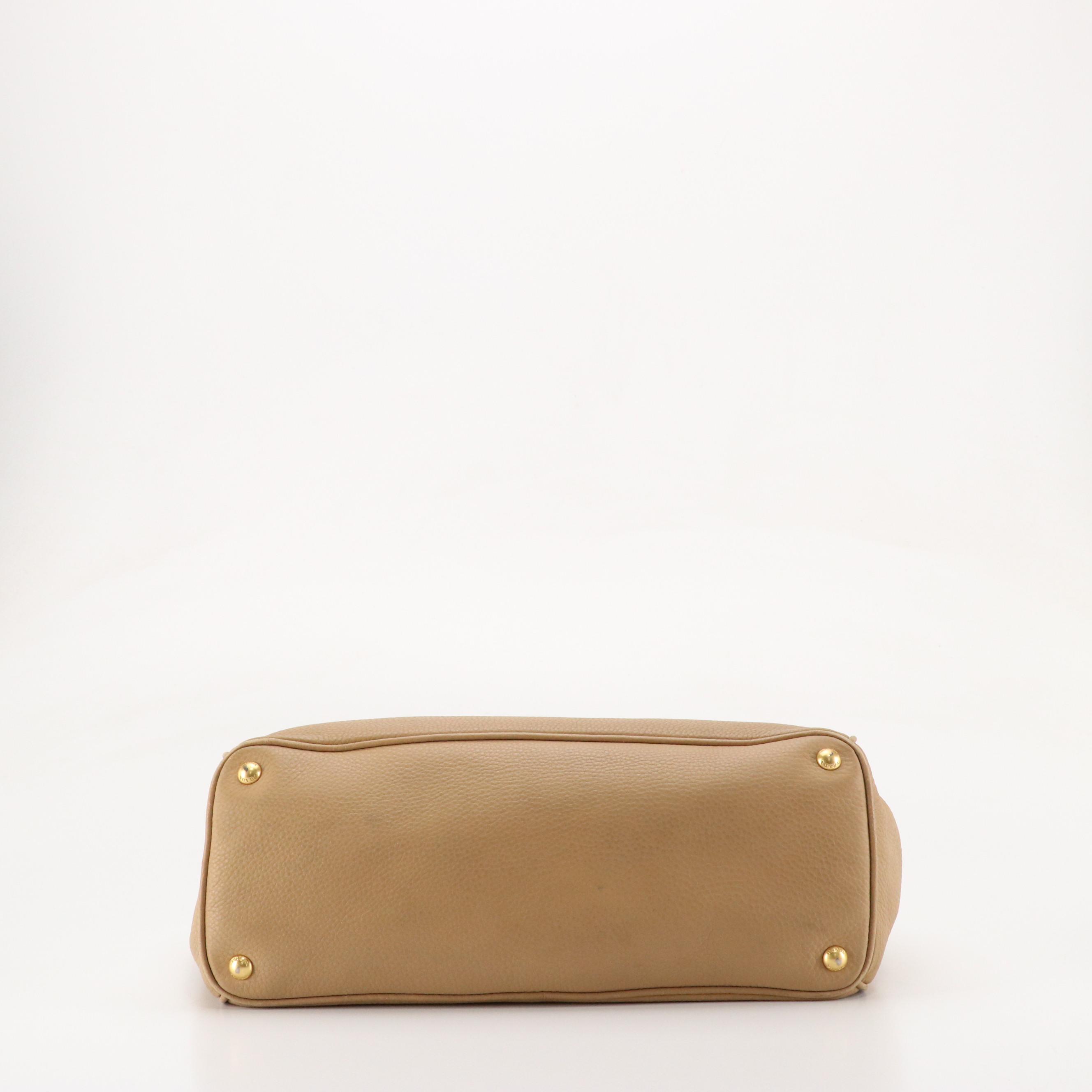 Prada Large Two-Way Tote in Beige Vitello Daino Leather