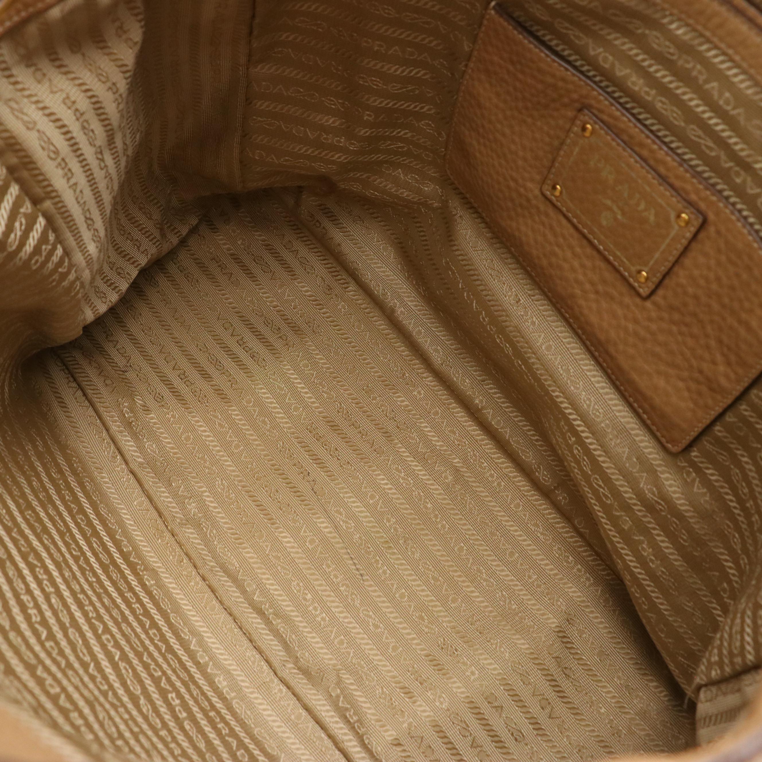 Prada Large Two-Way Tote in Beige Vitello Daino Leather