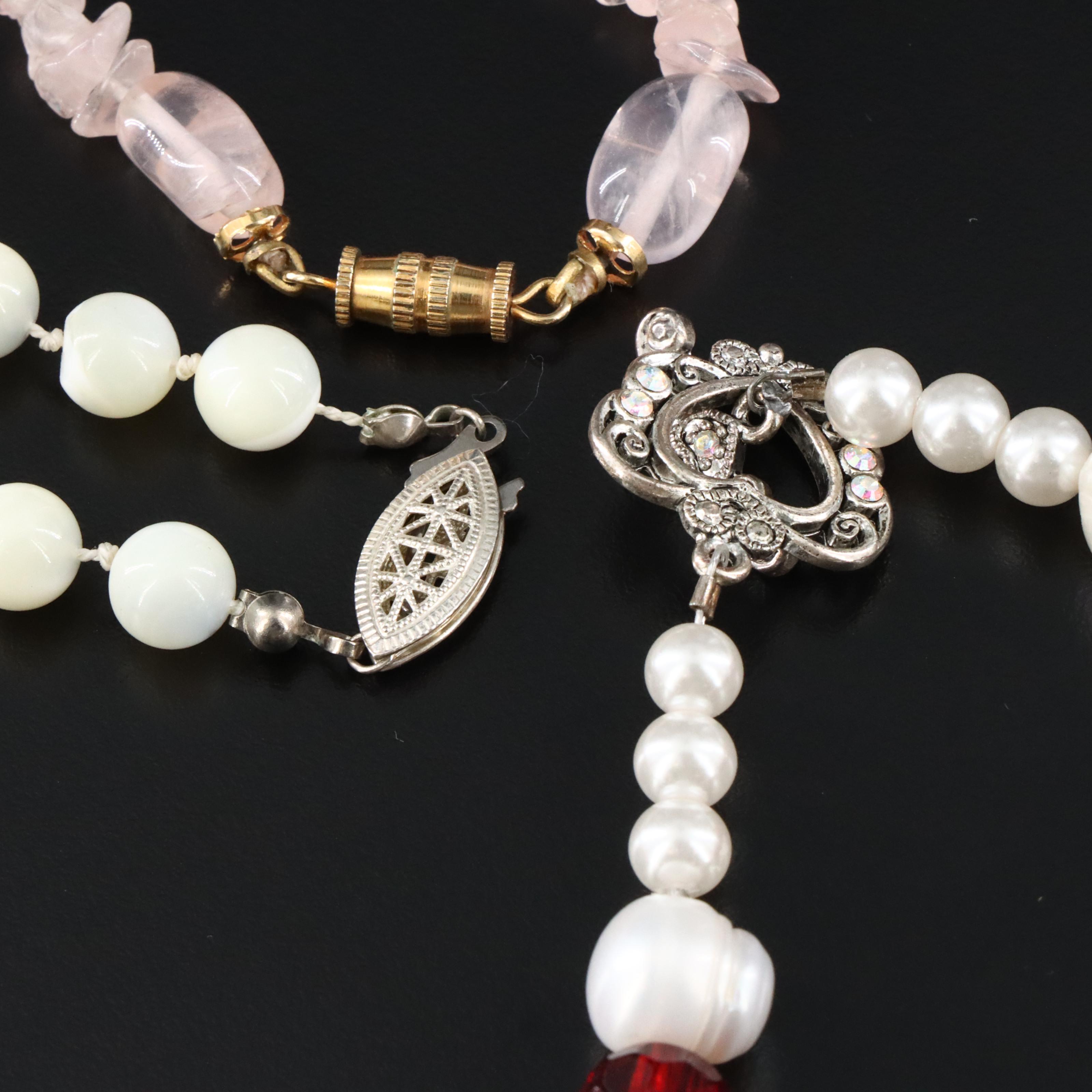 Rose Quartz, Pearl and Garnet Featured in Necklace Collection