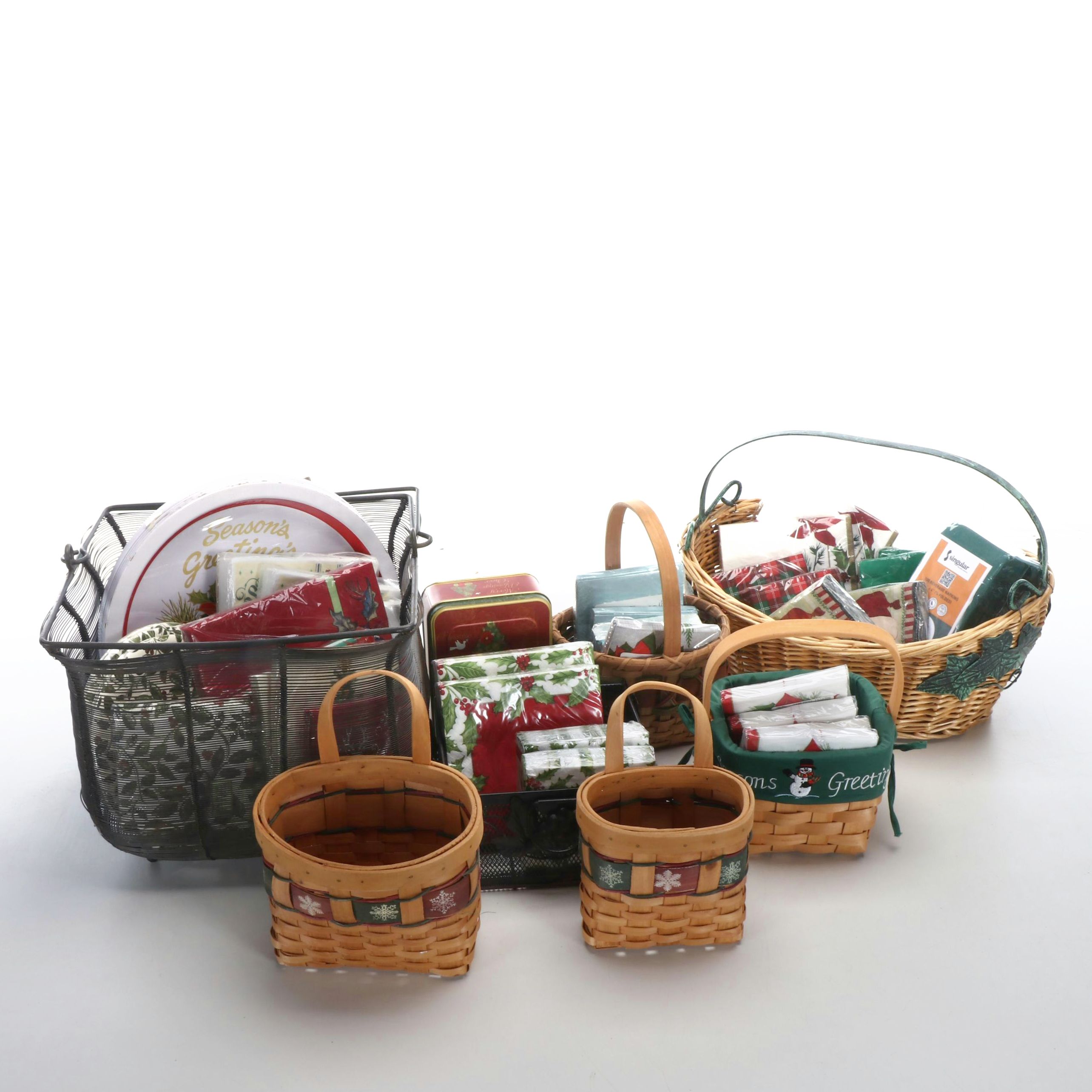 Christmas-Themed Baskets with Other Décor