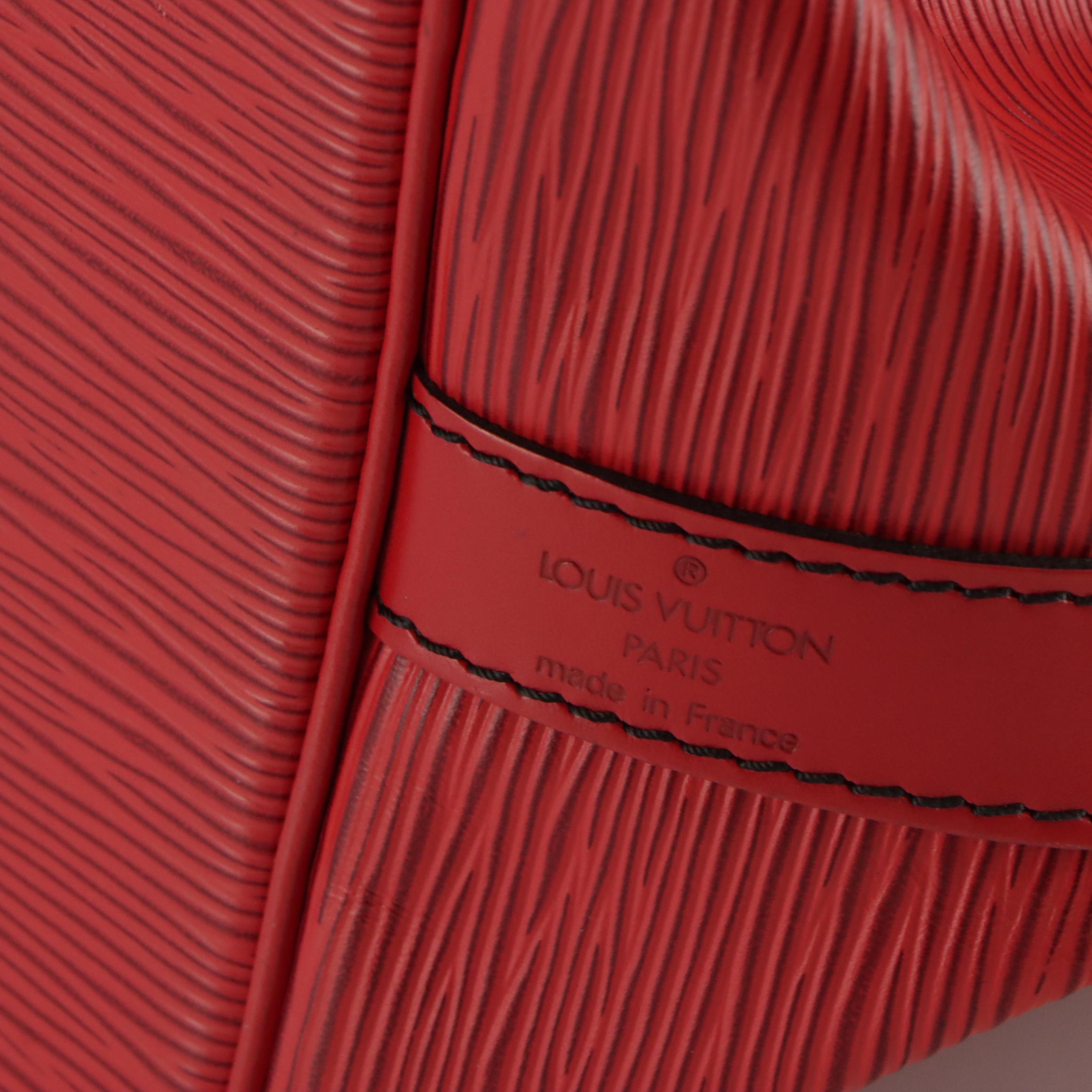 Louis Vuitton Petit Noé Bag in Castilian Red Epi/Smooth Leather