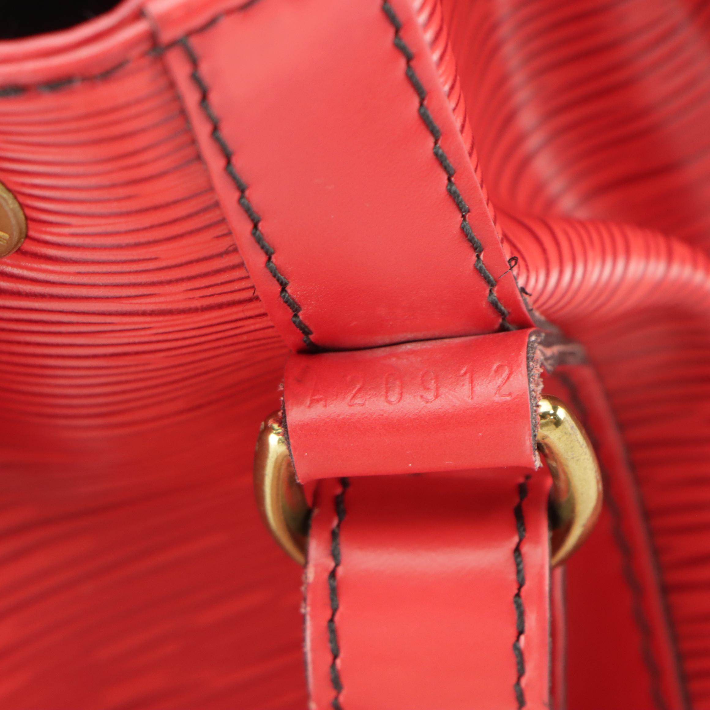 Louis Vuitton Petit Noé Bag in Castilian Red Epi/Smooth Leather