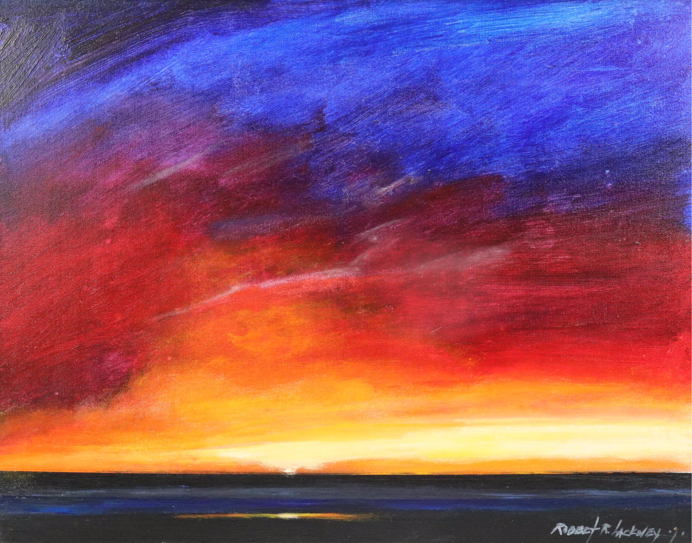 Robert R. Lackney Sunrise Landscape Acrylic Painting "First Light," 21st Century