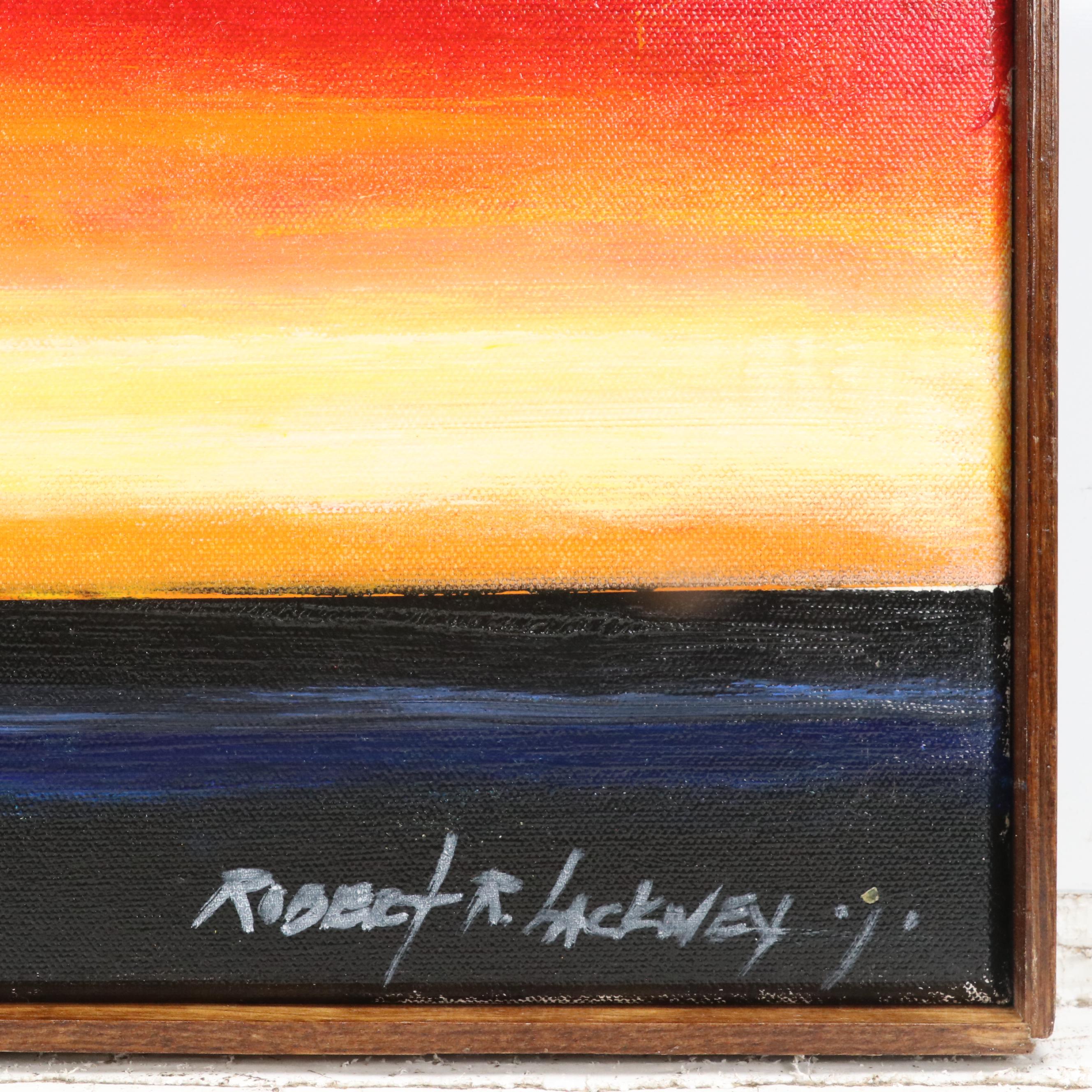 Robert R. Lackney Sunrise Landscape Acrylic Painting "First Light," 21st Century