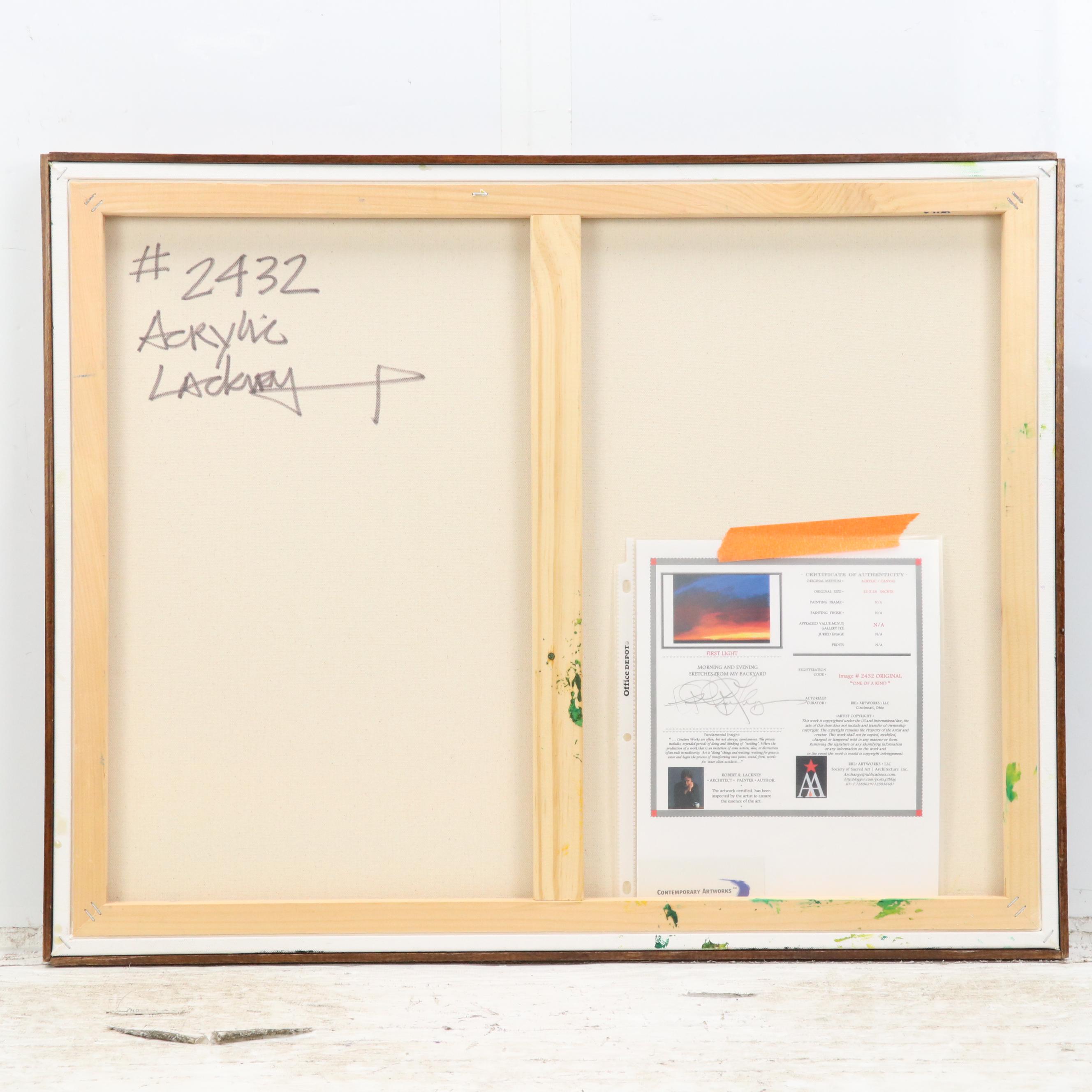 Robert R. Lackney Sunrise Landscape Acrylic Painting "First Light," 21st Century