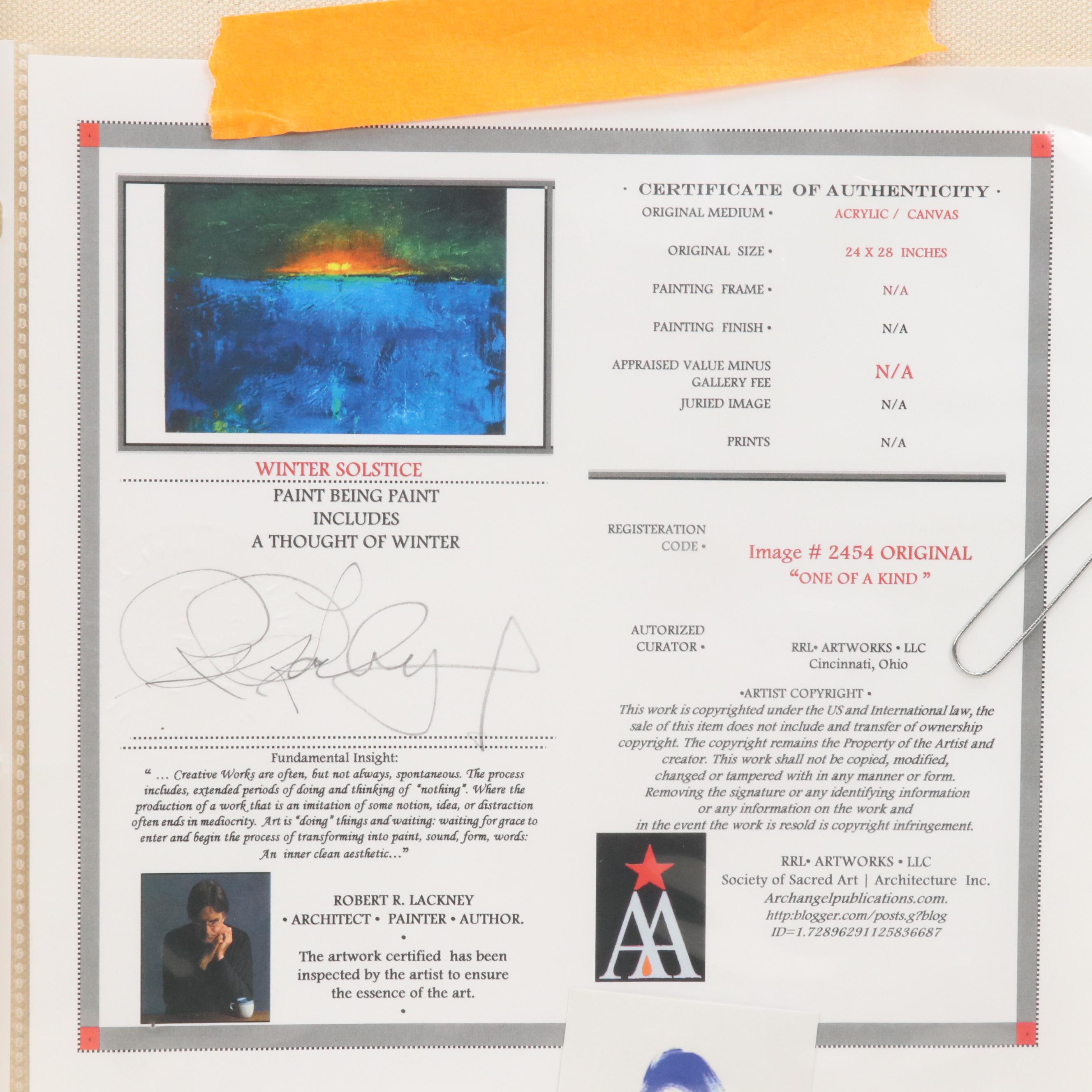 Robert R. Lackney Landscape Acrylic Painting "Winter Solstice," 21st Century