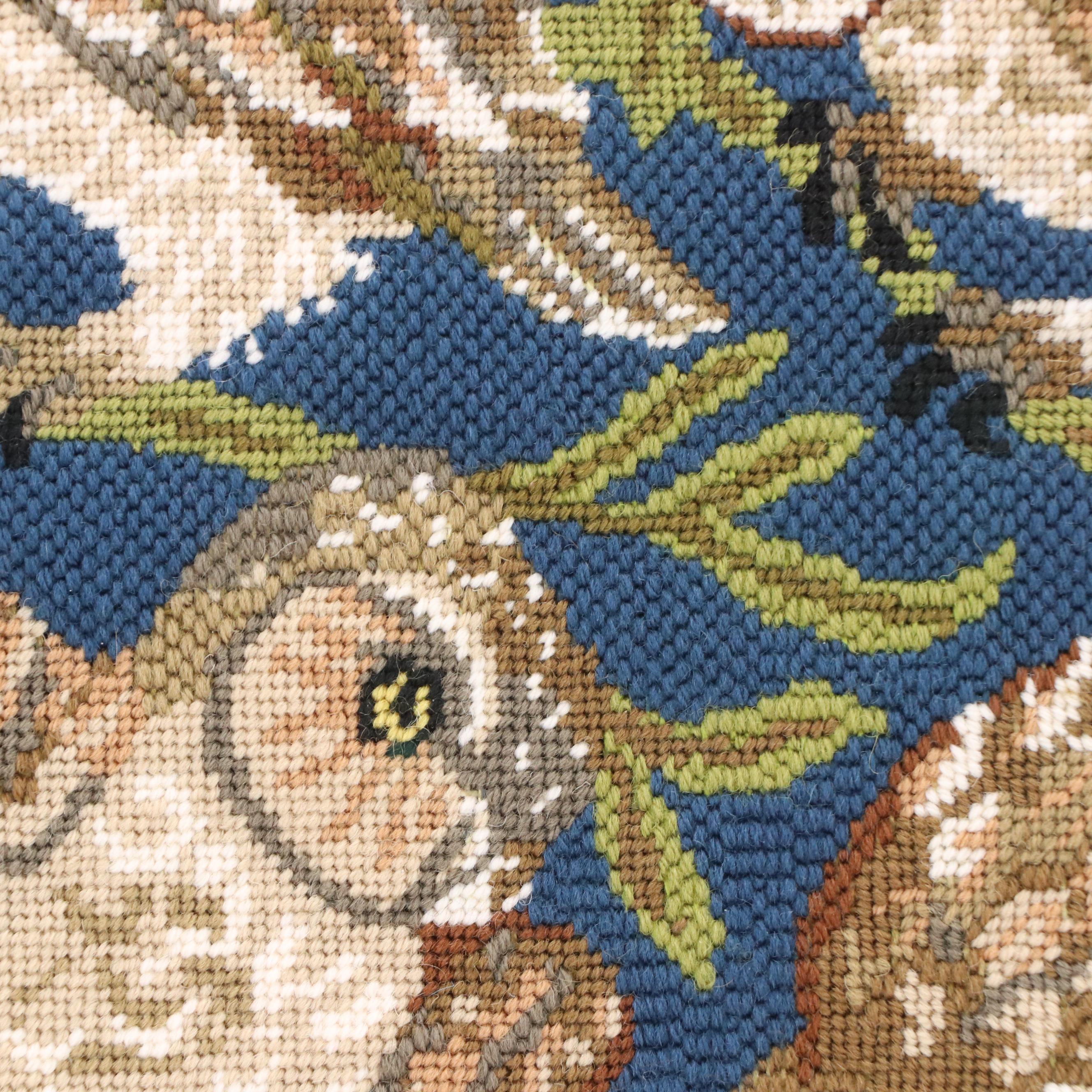 Kathleen Graf Needlepoint Panel "Owls" Design by Beth Russell