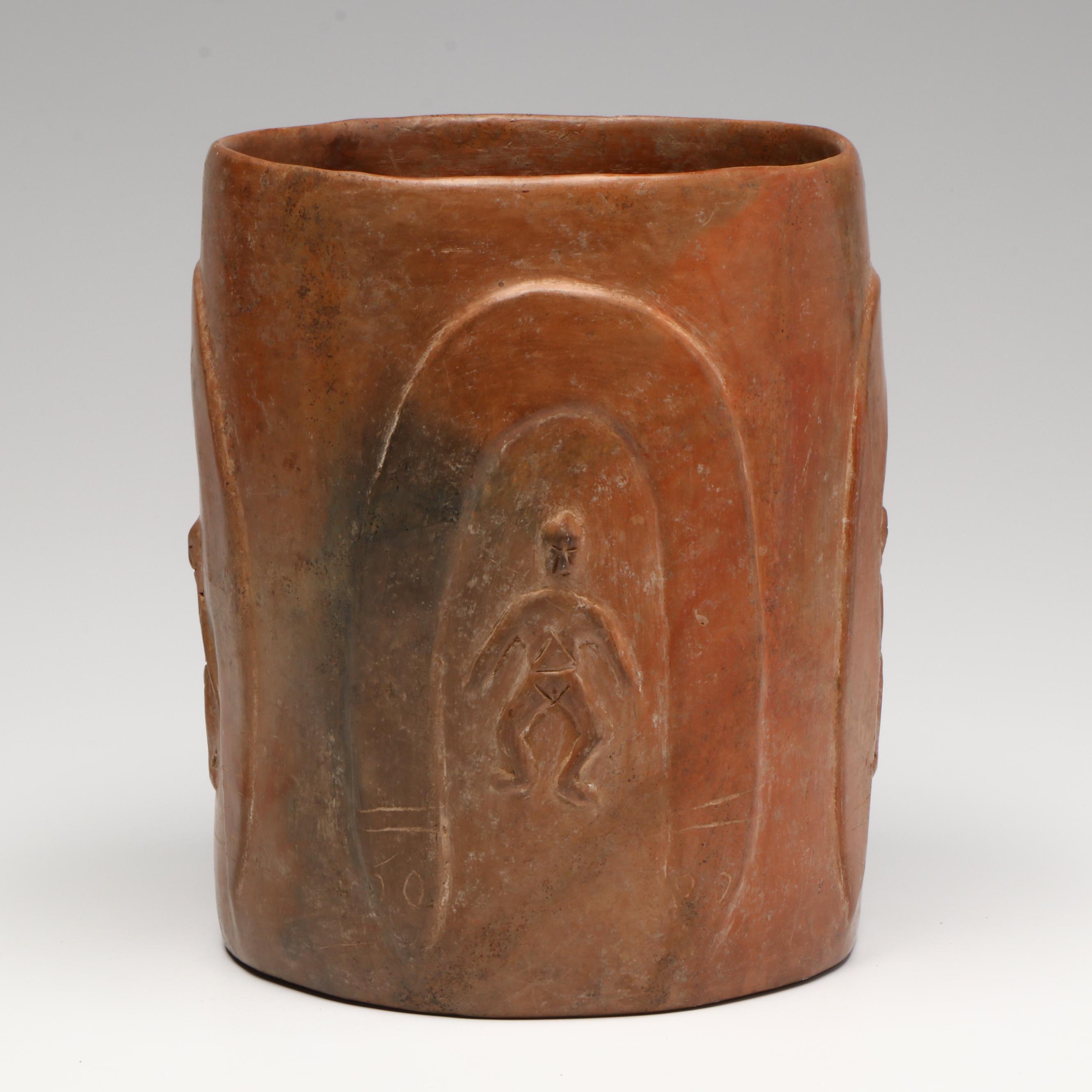Colima Pottery Drum or Vessel, Circa 100 BCE–250 CE