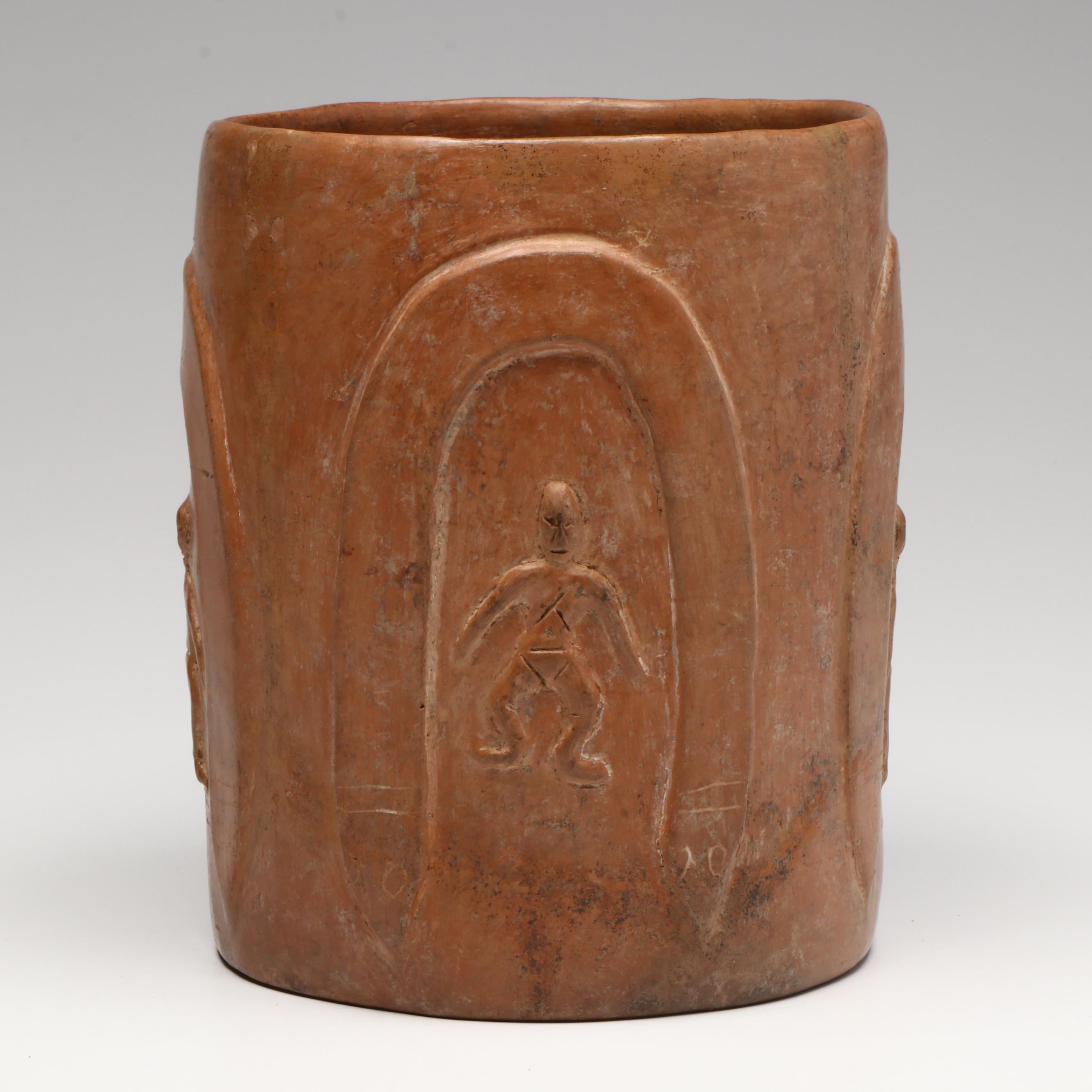 Colima Pottery Drum or Vessel, Circa 100 BCE–250 CE