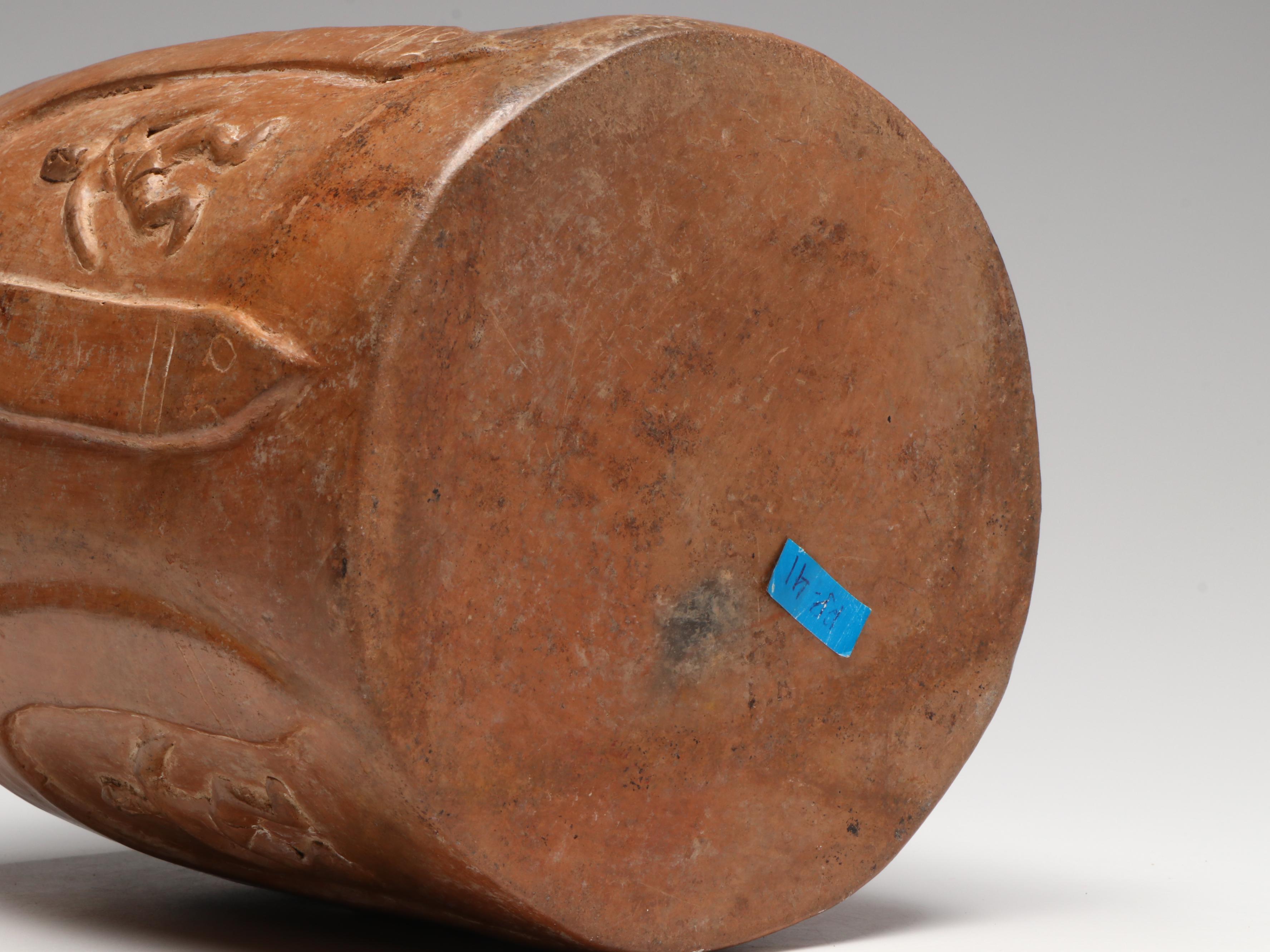 Colima Pottery Drum or Vessel, Circa 100 BCE–250 CE