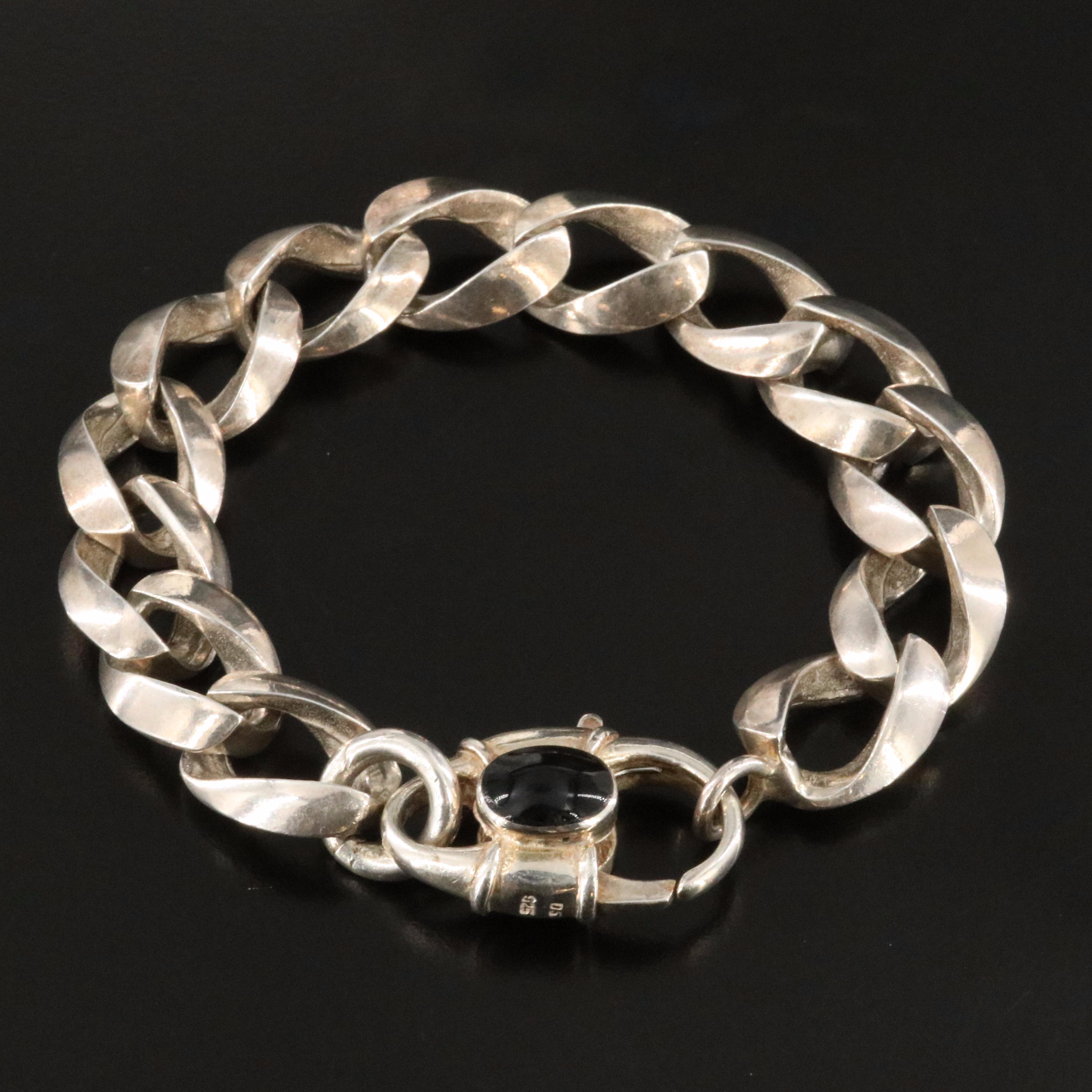 Sterling Resin Accented Padlock  Bracelet