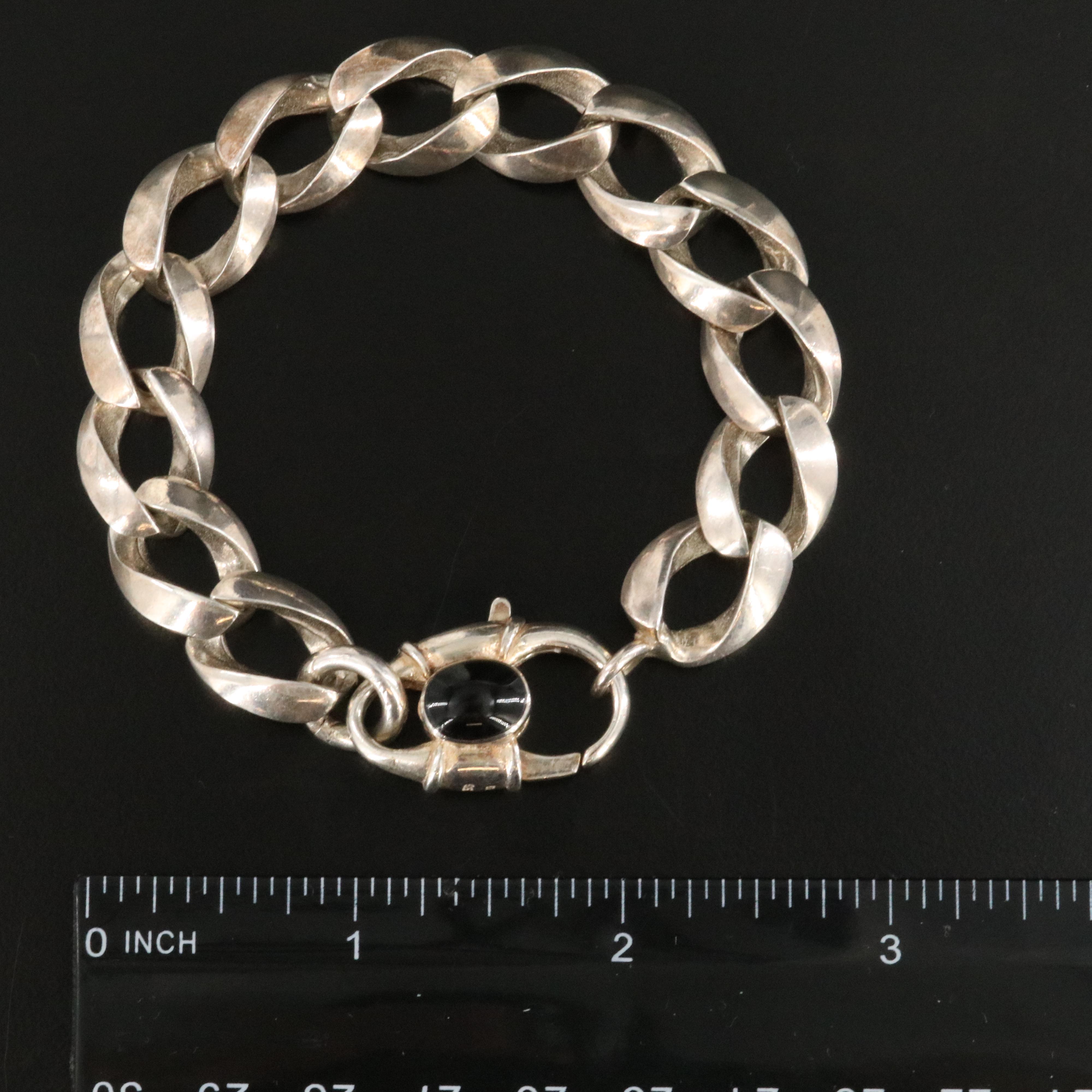 Sterling Resin Accented Padlock  Bracelet