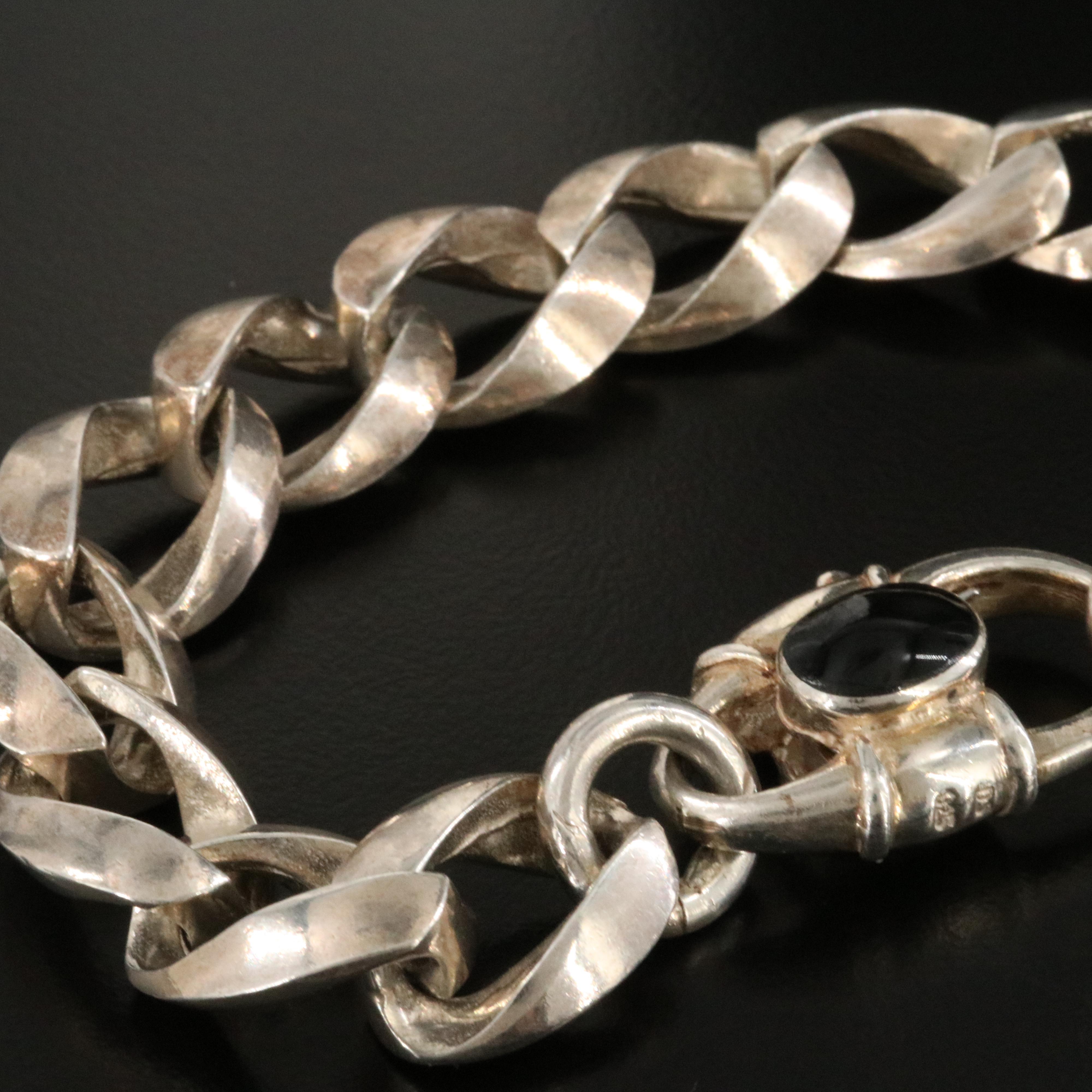 Sterling Resin Accented Padlock  Bracelet