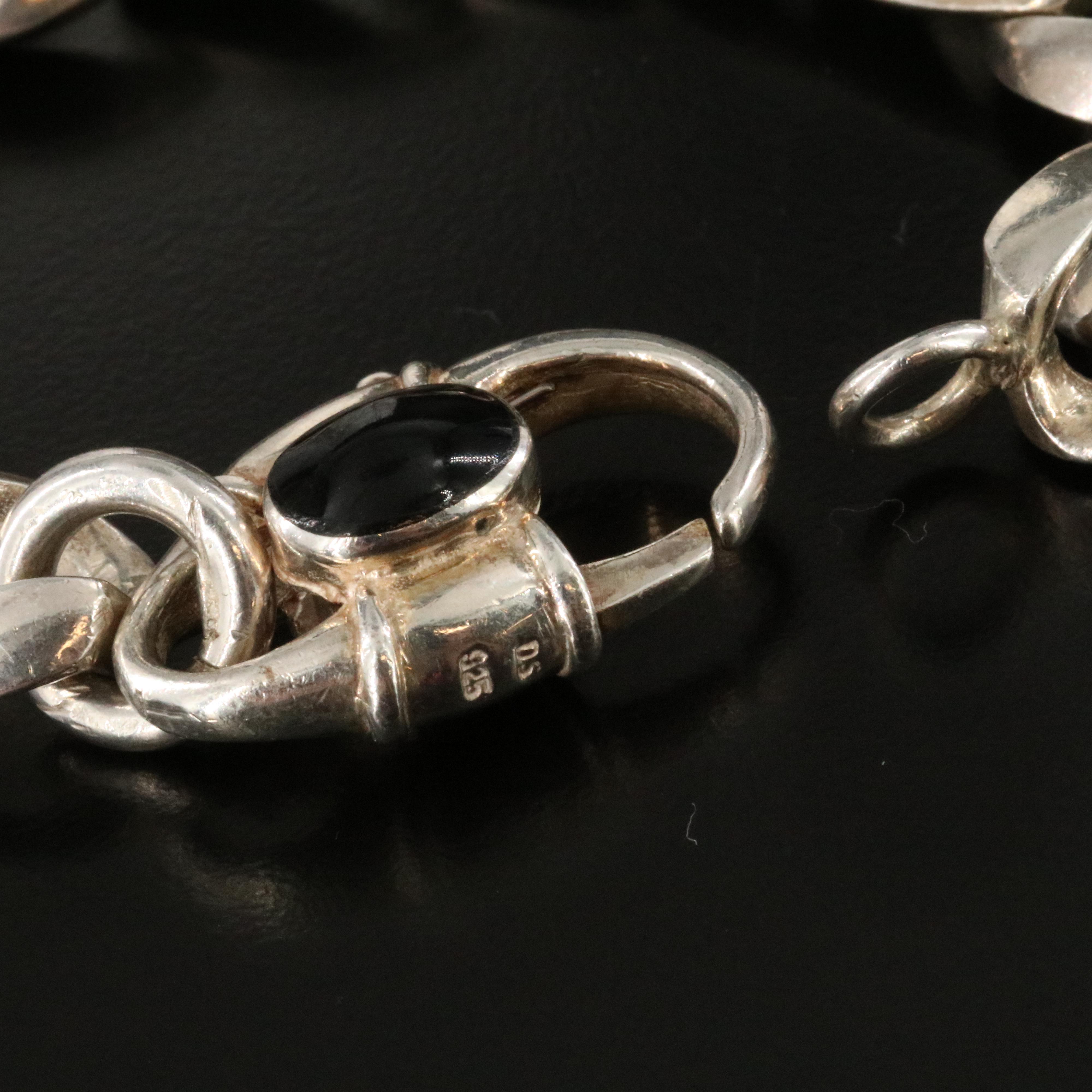 Sterling Resin Accented Padlock  Bracelet