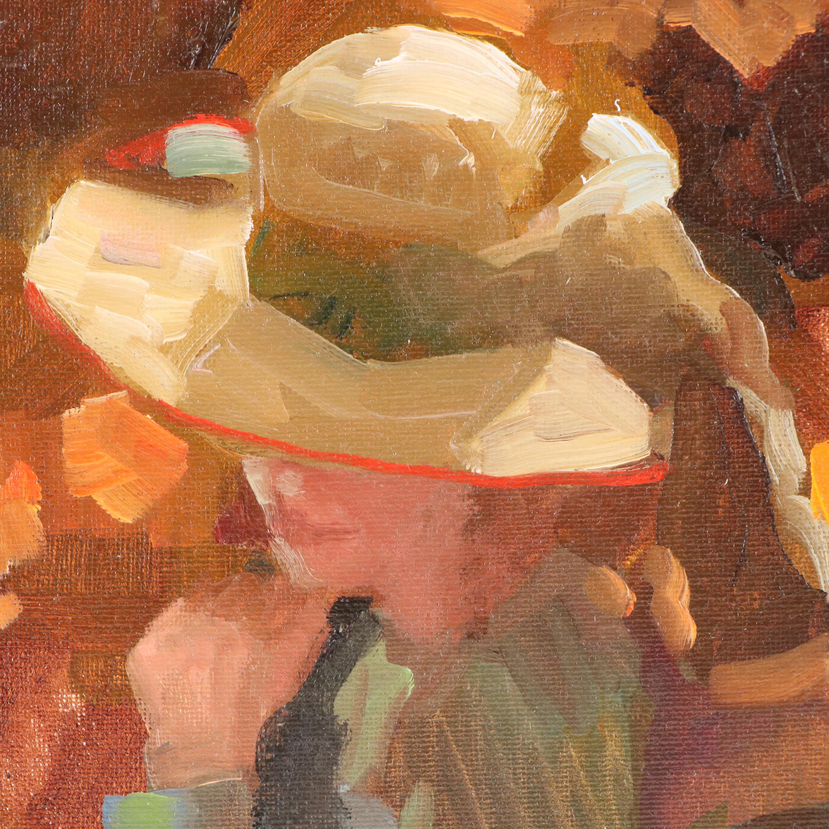 Autumnal Portrait Oil Painting of Woman in Hat